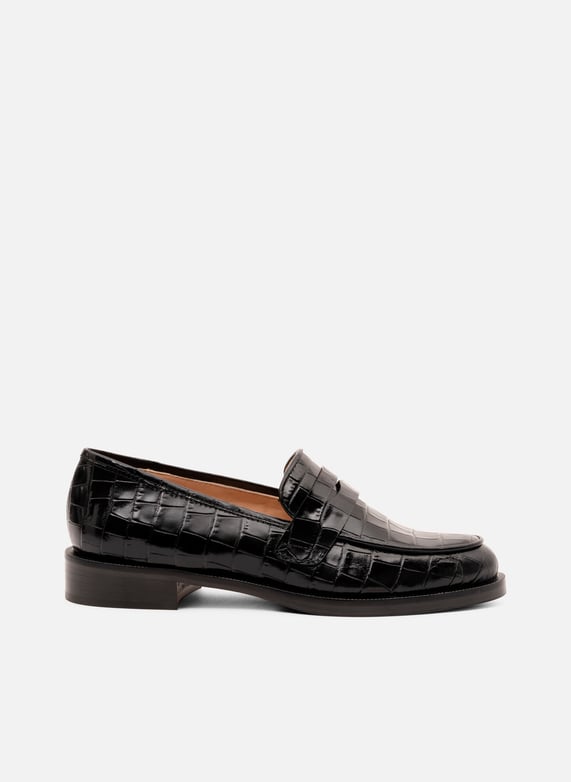 Mocassins En Cuir De Veau Imprime Croco Baker Parallele Femme Printemps