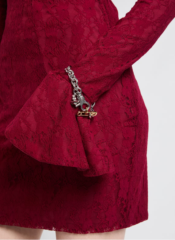 Fitted short lace dress Red Rotate - Women | Printemps.com Fitted short lace dress Red Rotate - Women | Printemps.com