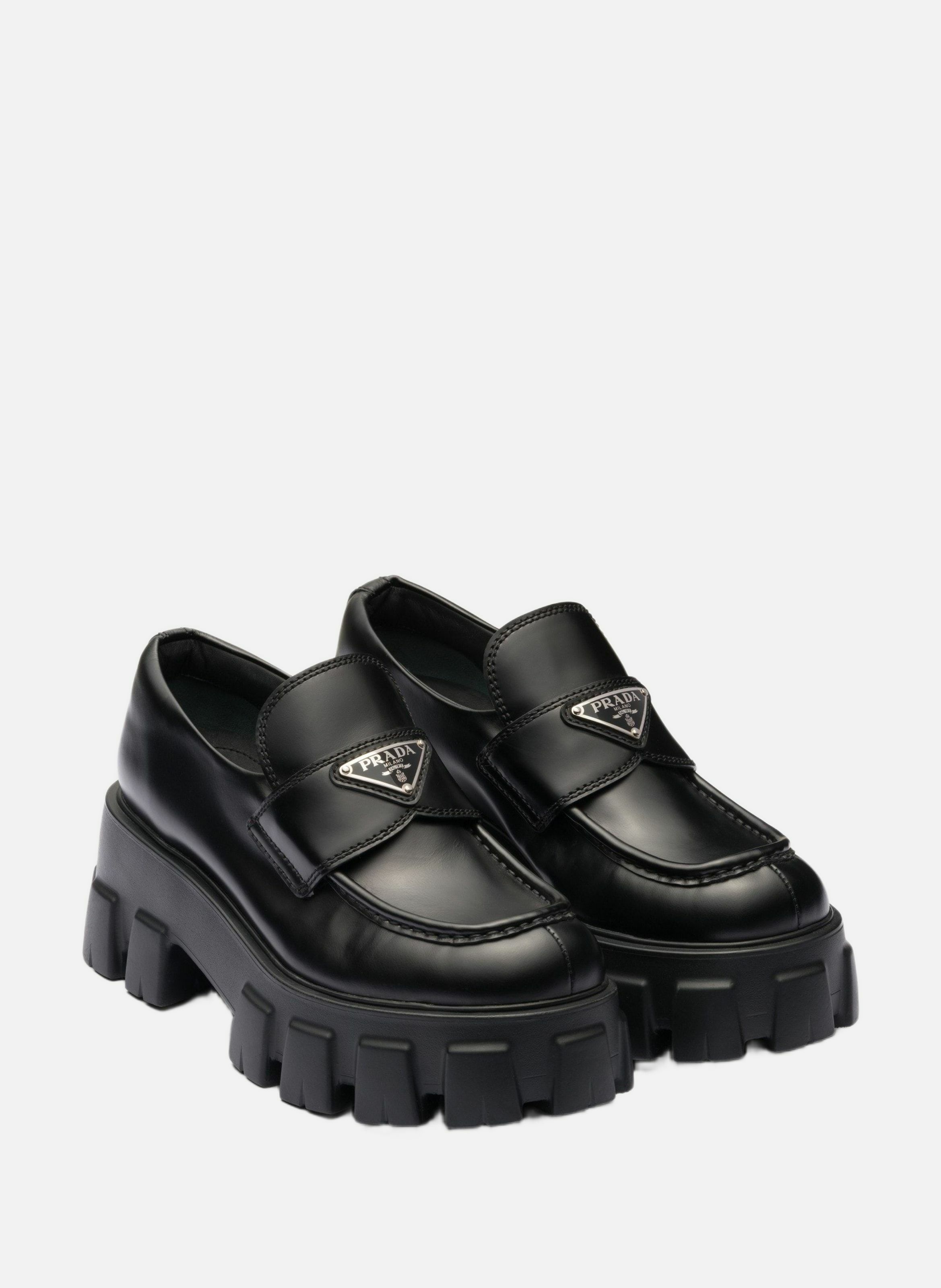 Mocassins monolith en cuir brossé Noir