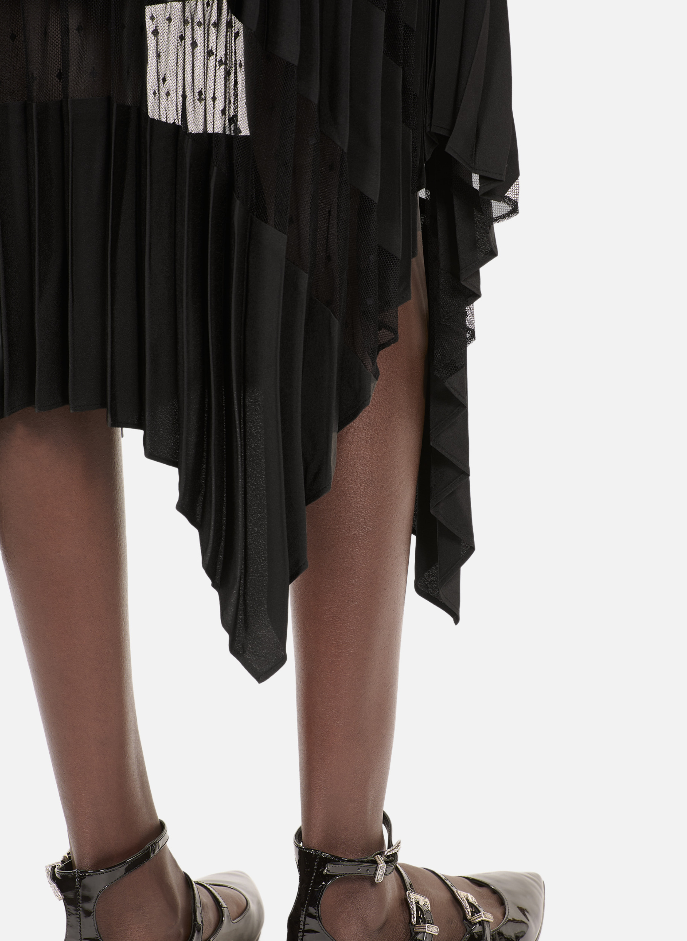 Jupe longue plissée asymétrique THE KOOPLES Noir