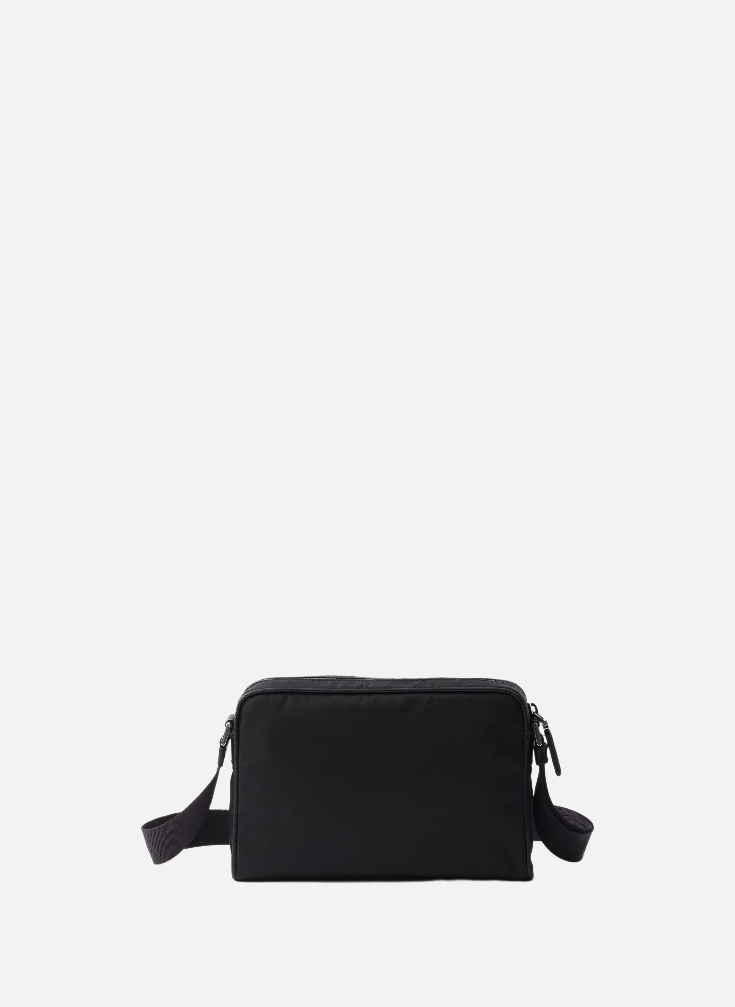 Petit sac porté épaule en re-nylon et cuir saffian PRADA Noir