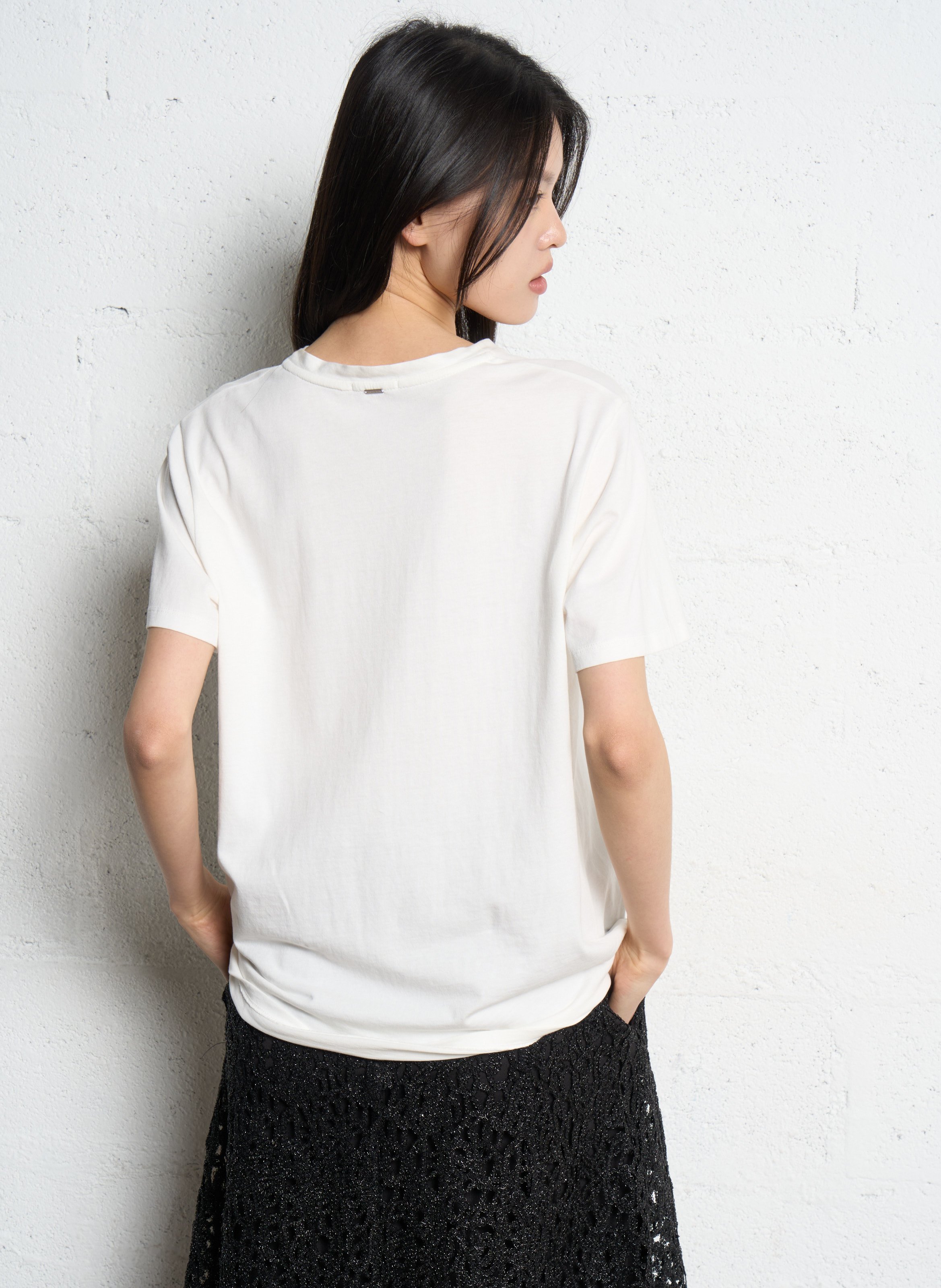 Tee-shirt col rond en coton IKKS Blanc