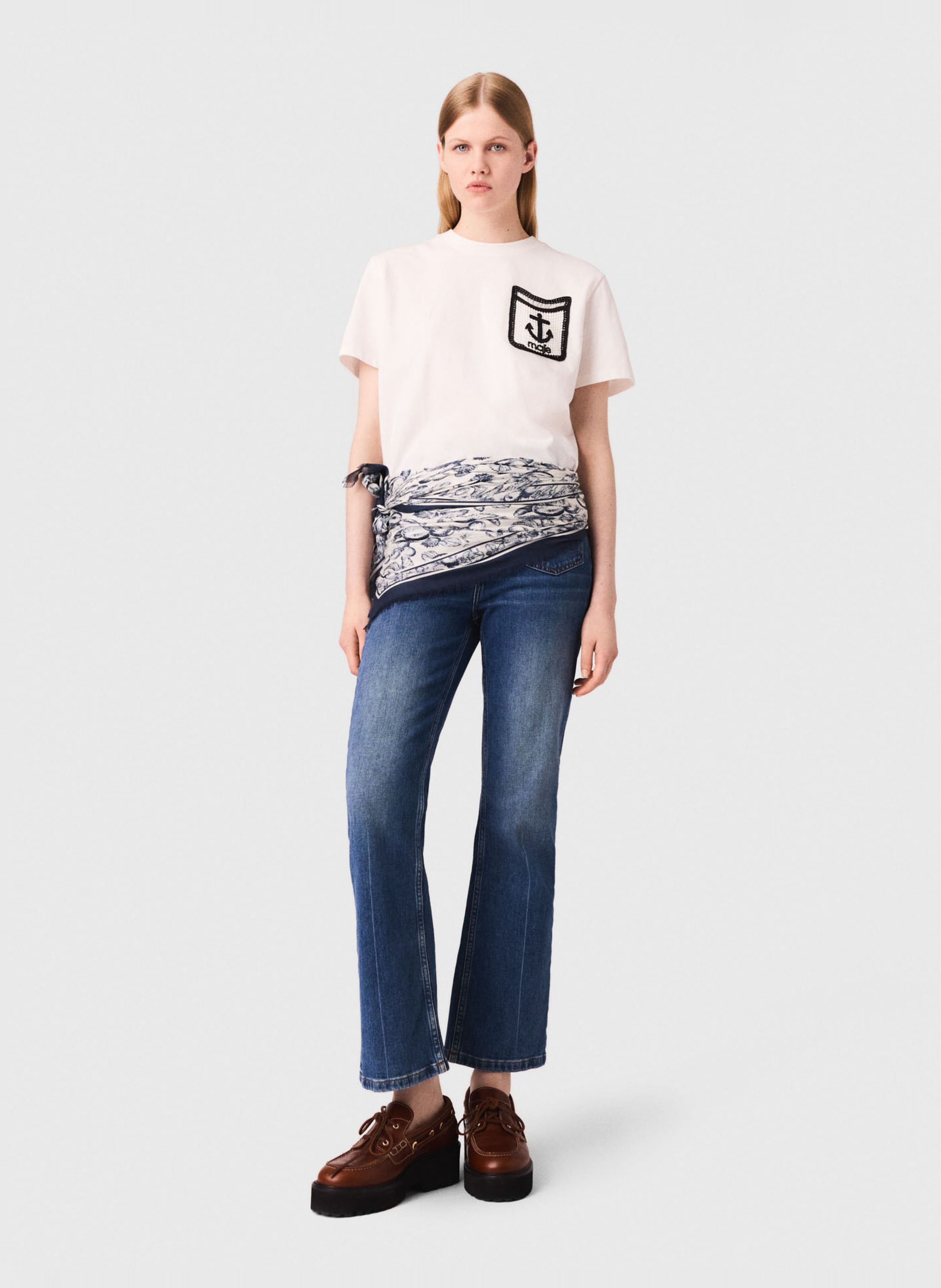 Tee-shirt col rond en coton Blanc