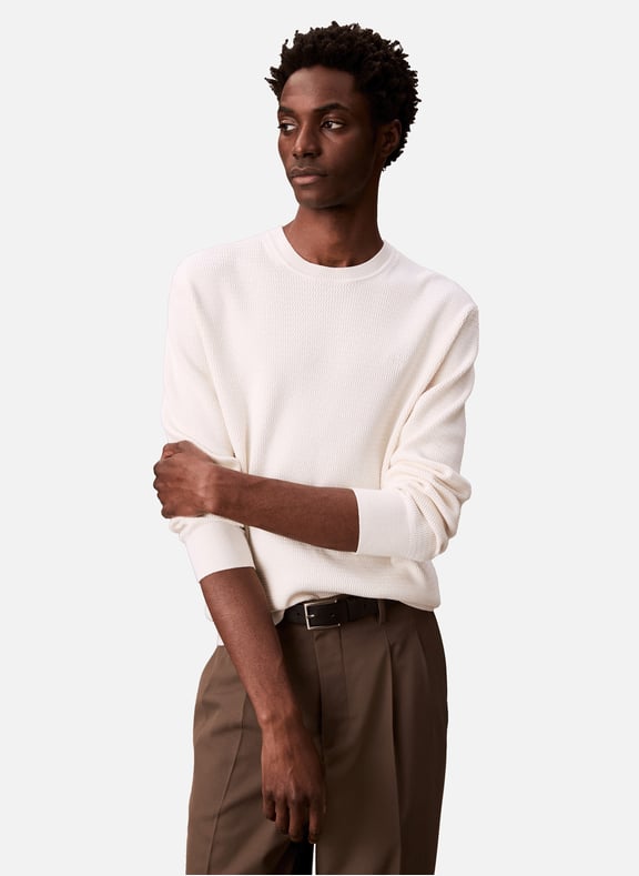 Textured cotton sweater White by CALVIN KLEIN CALVIN KLEIN Textured cotton sweater White