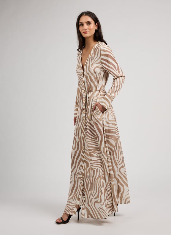 Zebra Print Maxi Dress Multicolour by GUESS GUESS Zebra Print Maxi Dress Multicolour