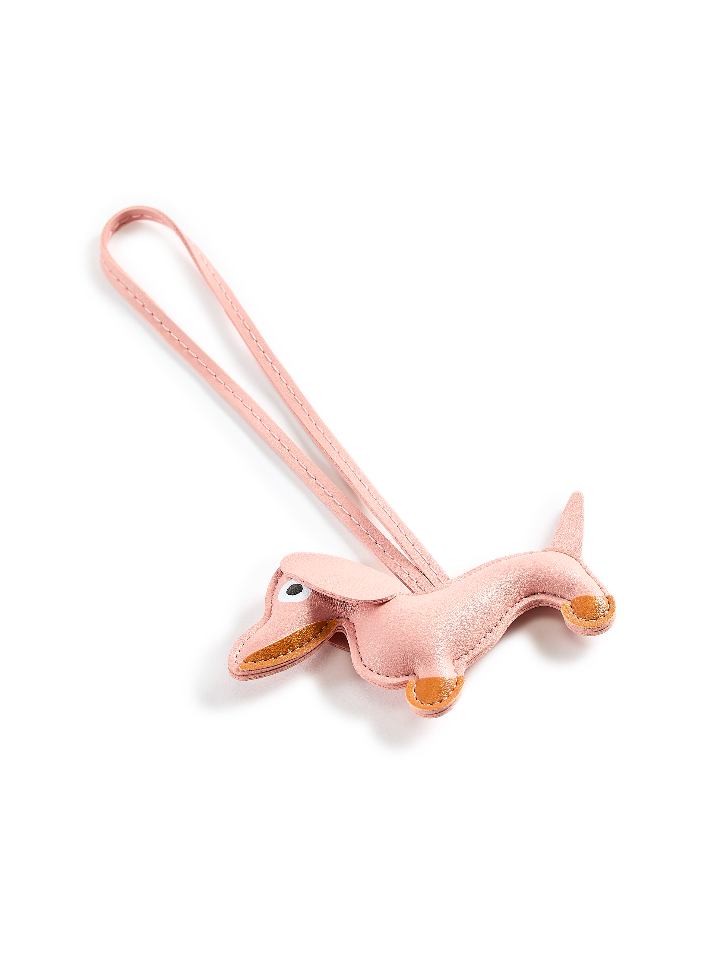 Dog-shaped leather keychain to attach AU PRINTEMPS PARIS Pink