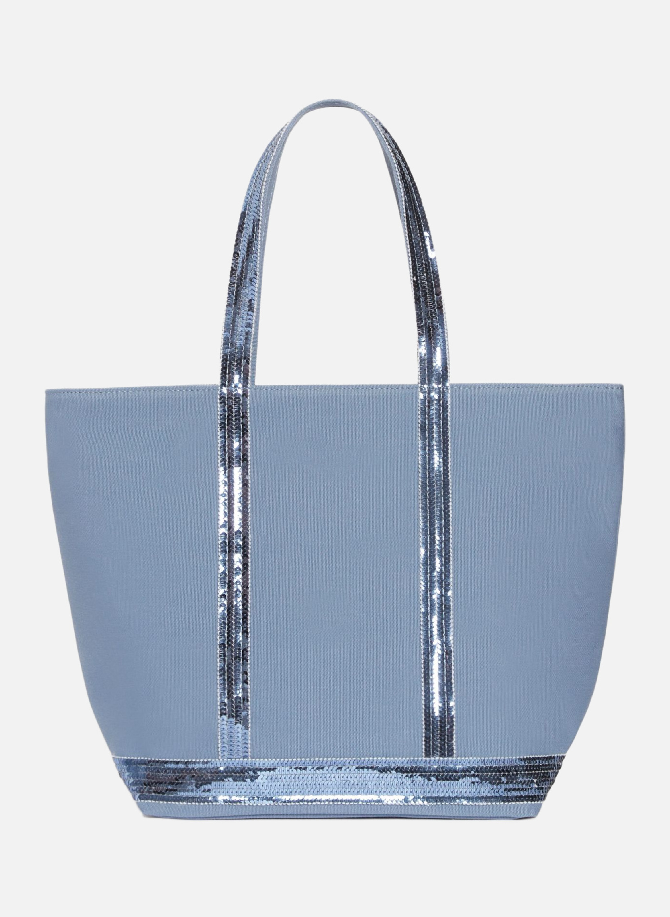 Cabas m zippé en toile  Bleu cendre