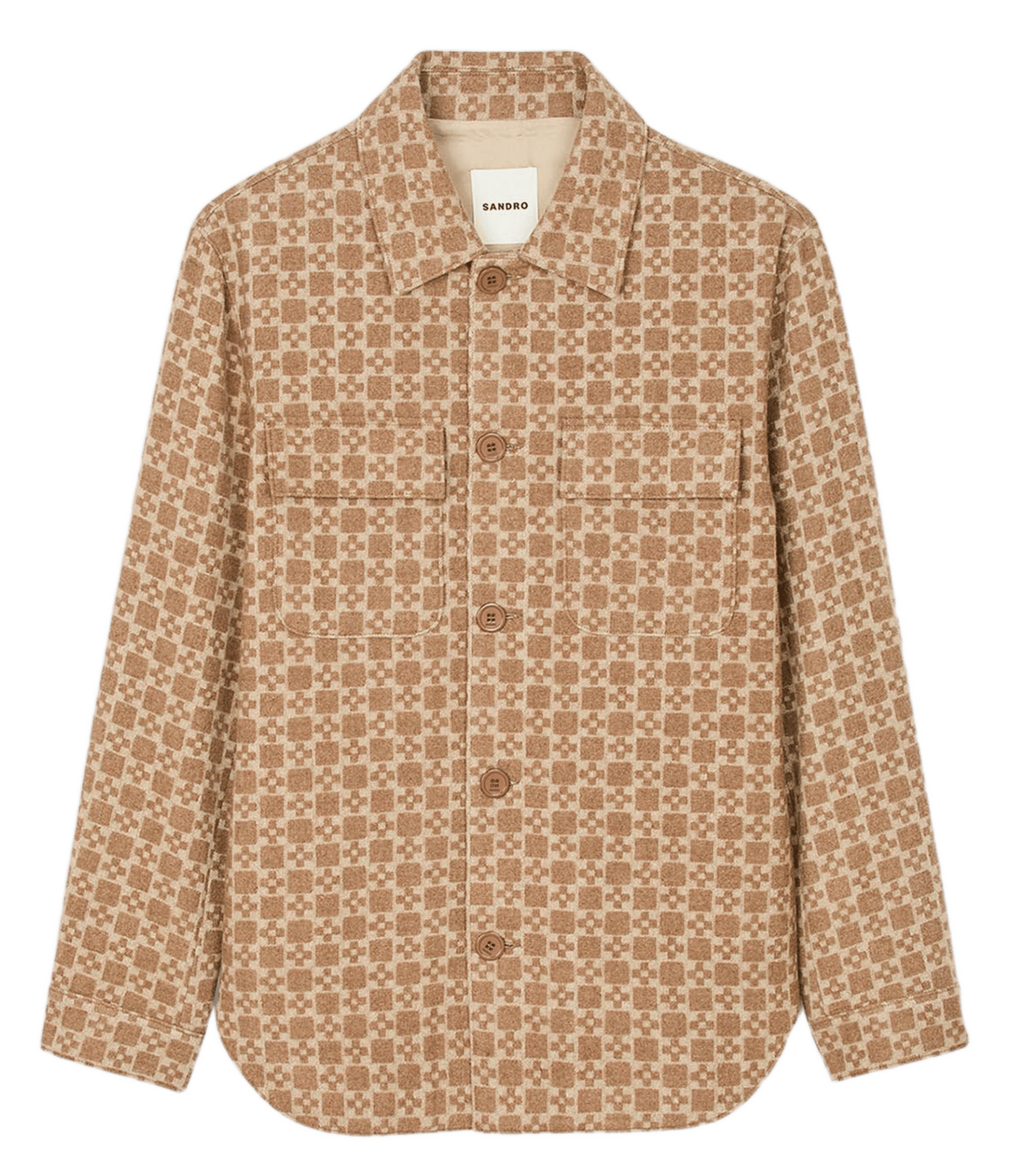 Blouson col classique en laine mélangée SANDRO Marron