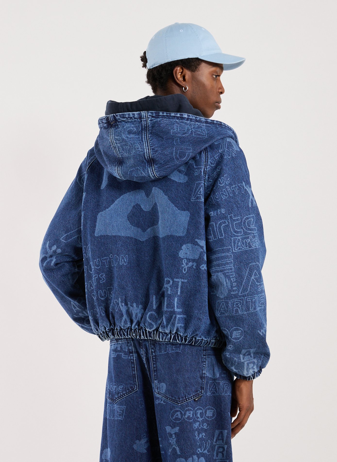 Oversized cotton hooded jacket ARTE ANTWERP Blue