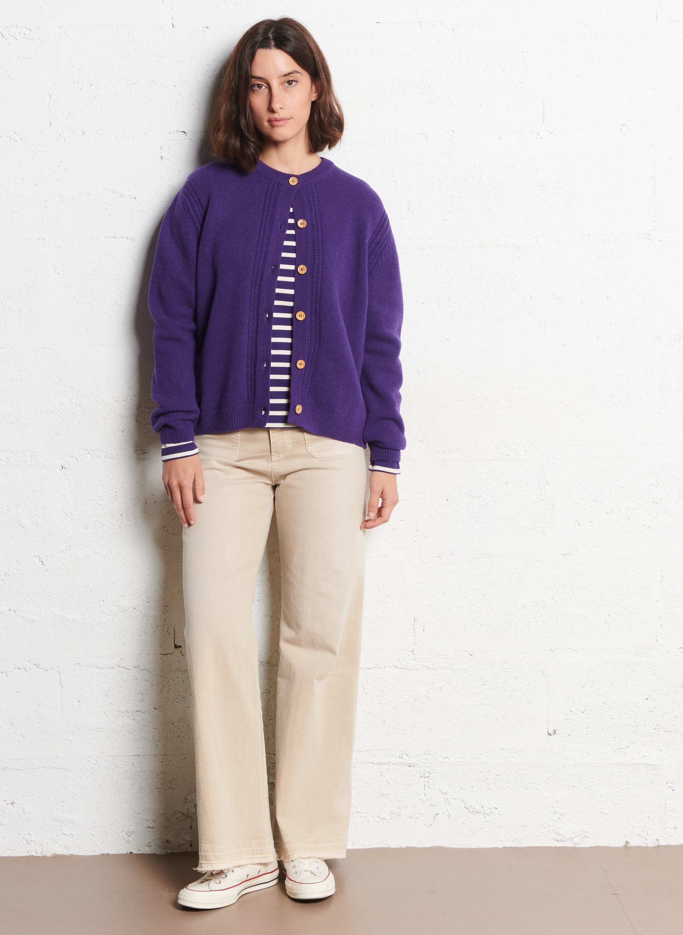 Gilet droit col rond en laine mélangée heritage ARMOR-LUX Bleu