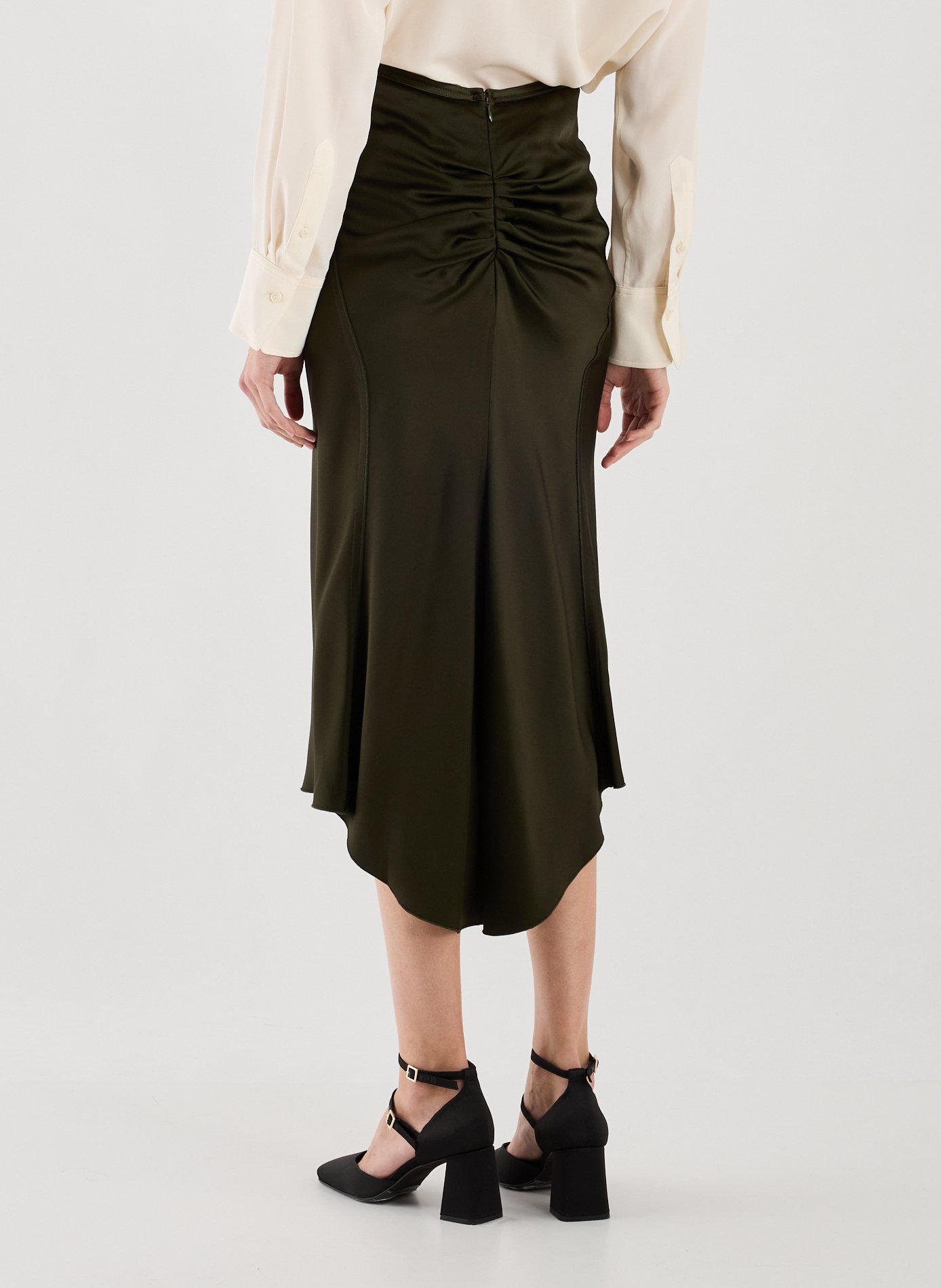 Satin midi skirt VICTORIA BECKHAM Green