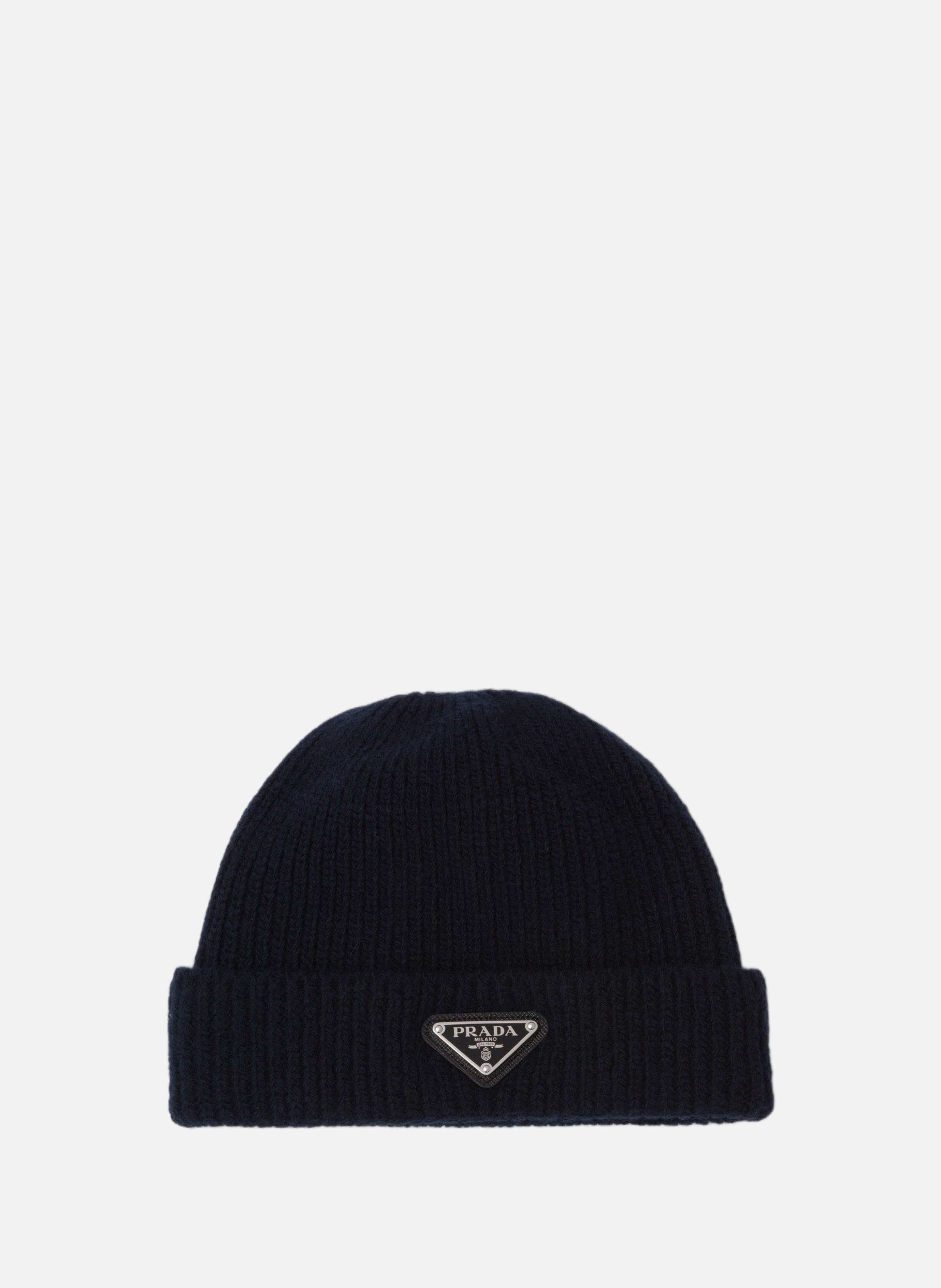 PRADA Bonnet en laine et cachemire Bleu