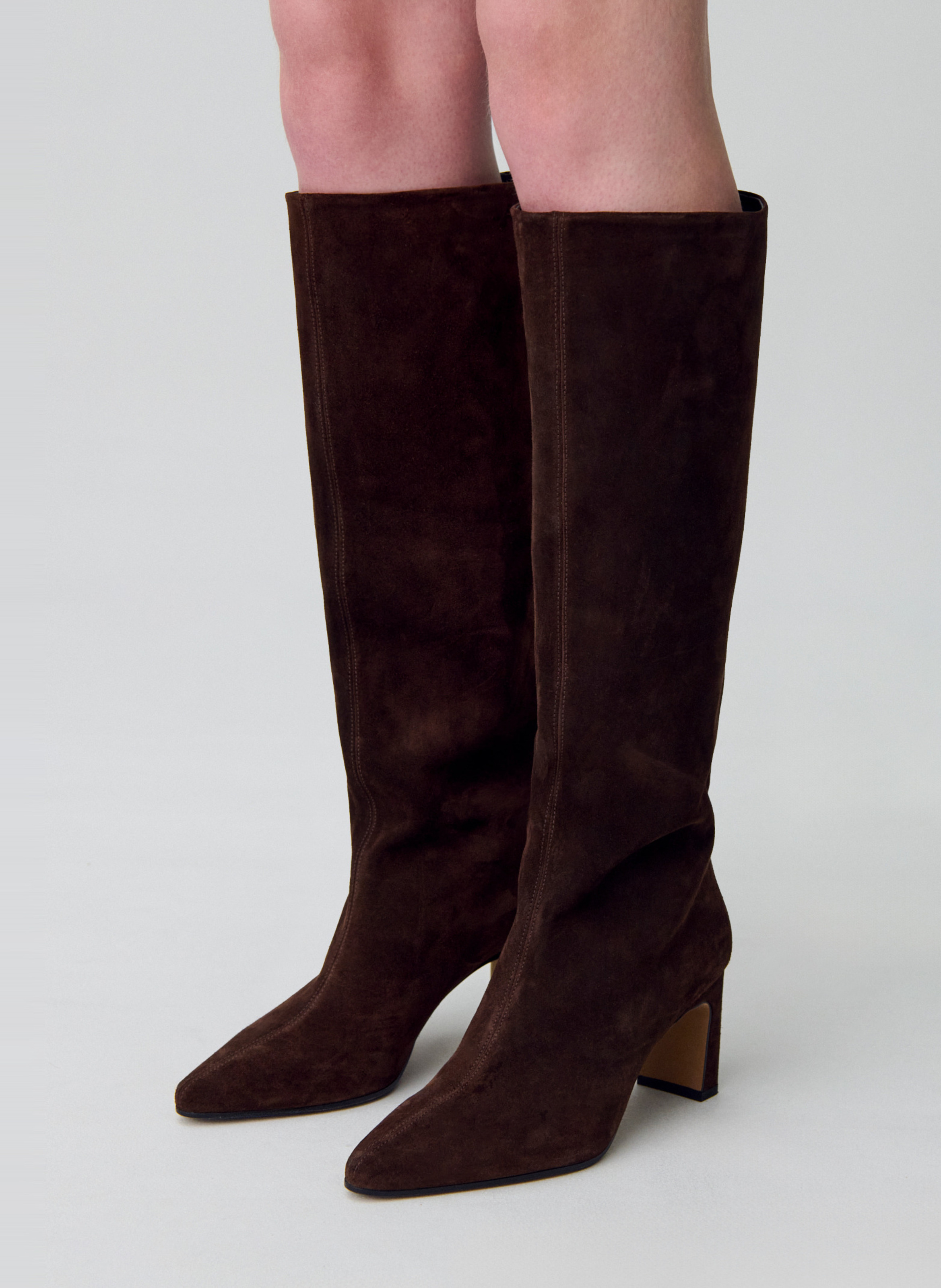 Bottes en cuir velours allen CLAUDIE PIERLOT Marron