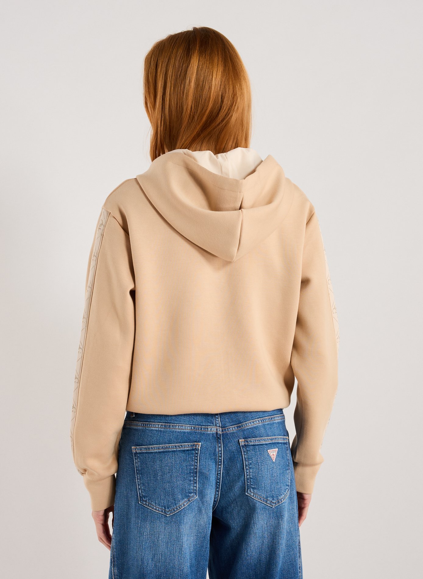 Hoodie zippé néoprène GUESS Beige
