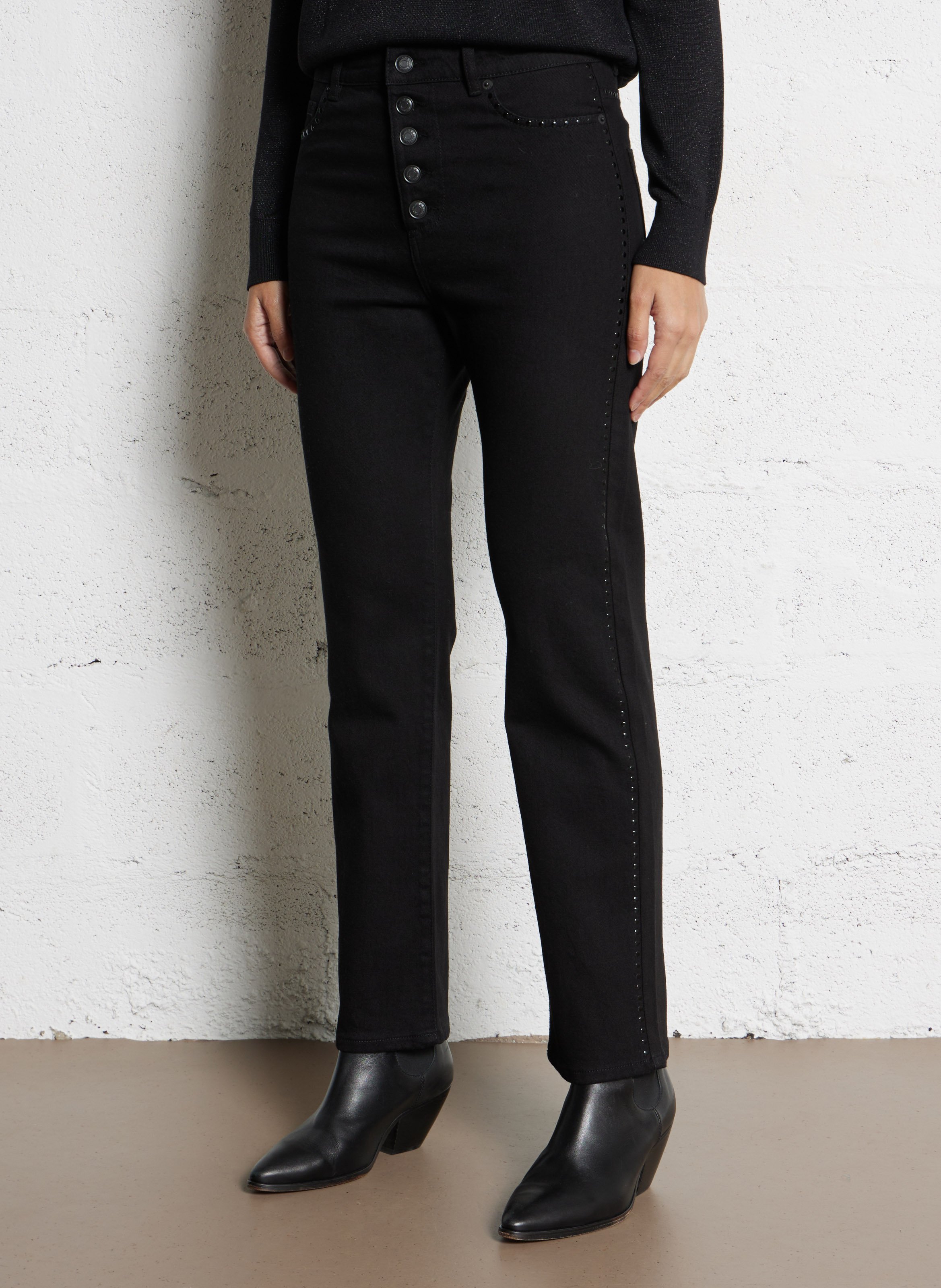 Jean droit en coton mélangé janis IKKS Noir