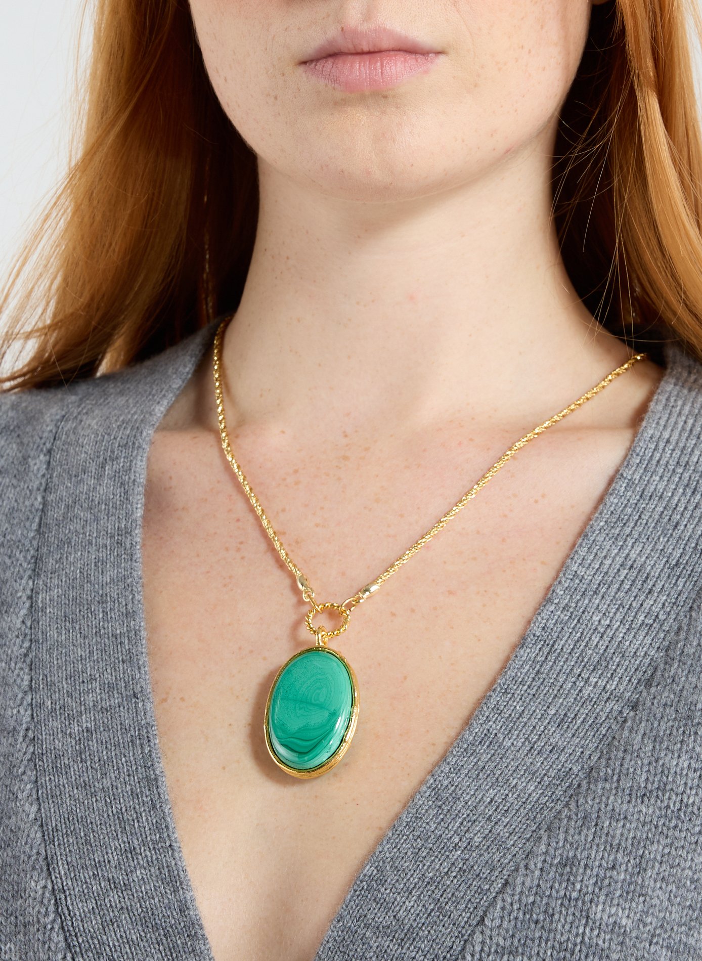 Collier en laiton et pierre SYLVIA TOLEDANO Vert