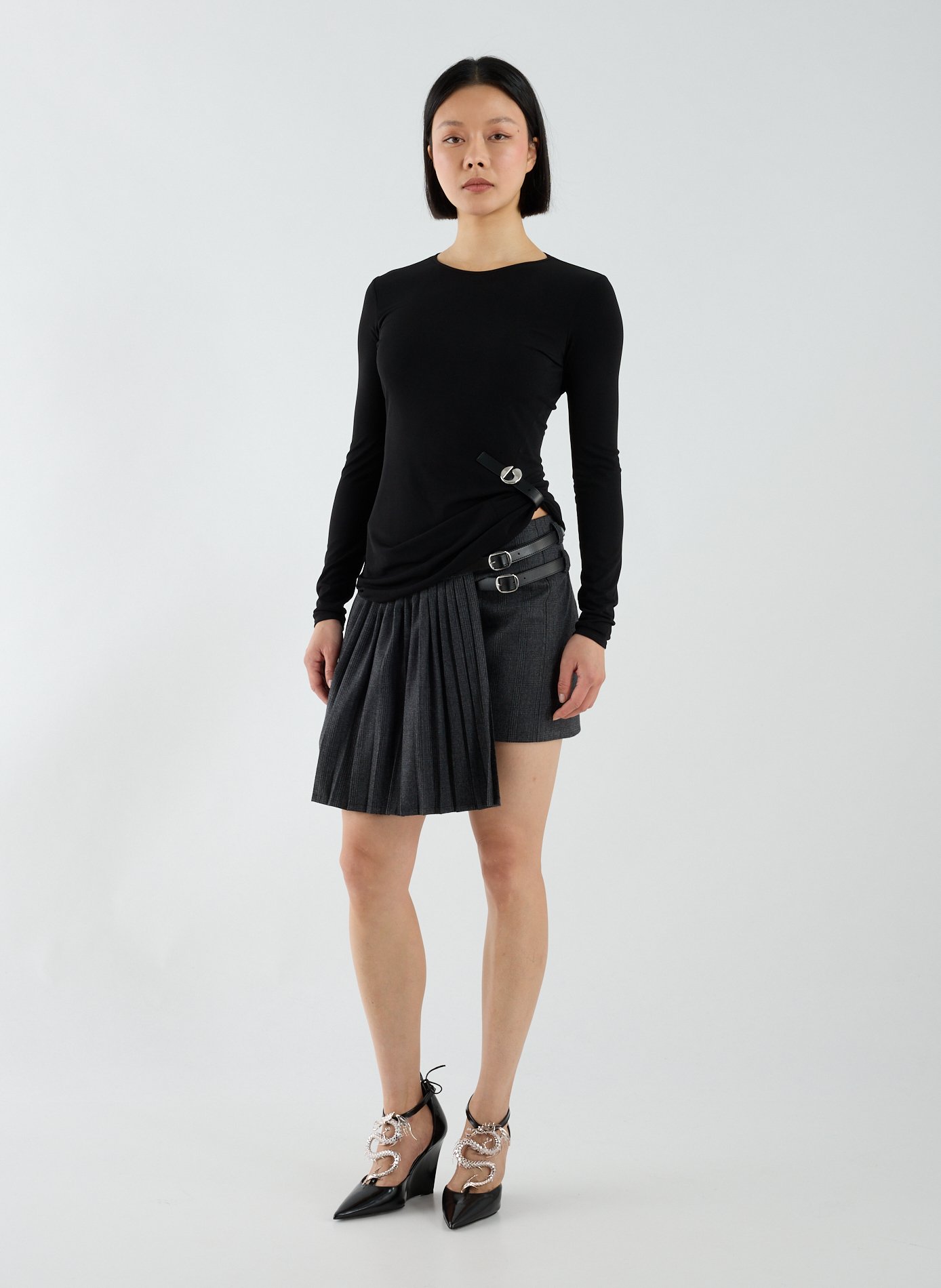 Asymmetric wool skirt COPERNI Grey