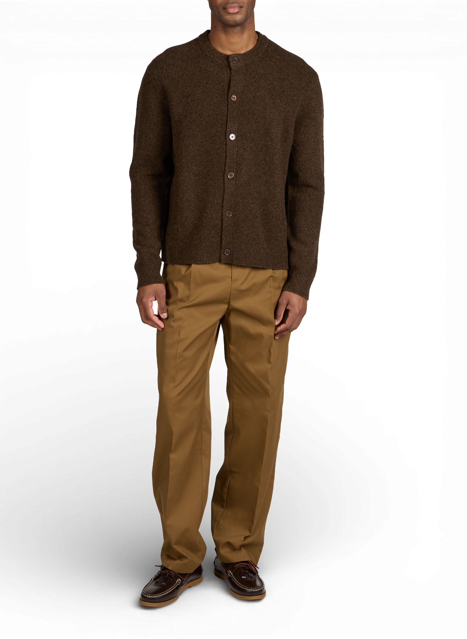 Round neck wool blend cardigan NN.07 Brown