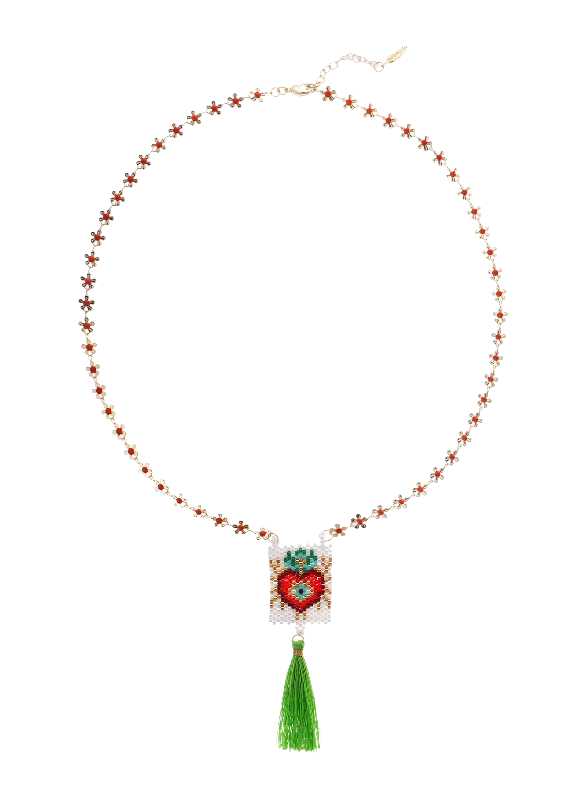 Collier sautoir avec pendentif en perles et pompon BONITO HIPANEMA Vert
