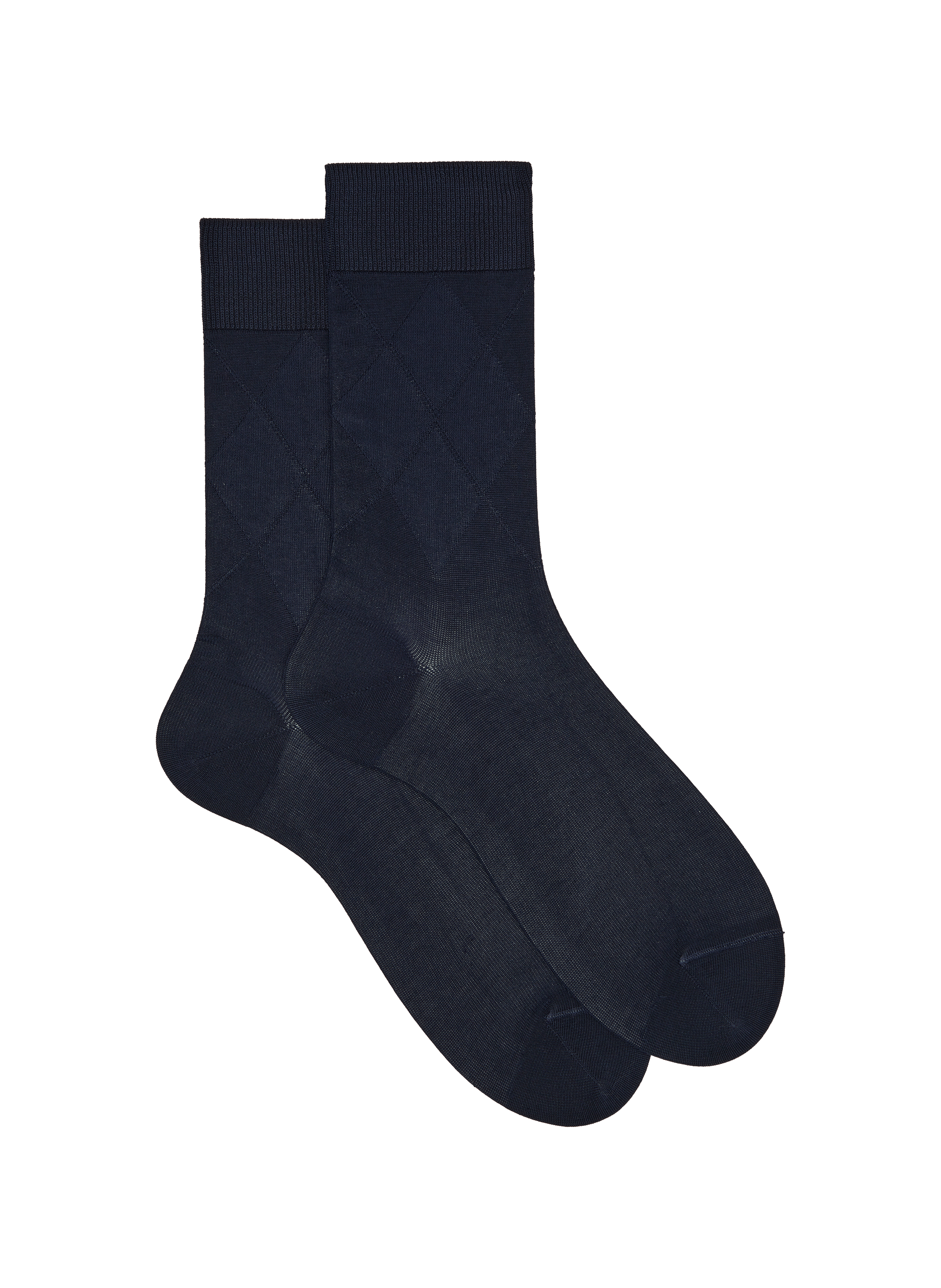 Mid-calf diamond patterned cotton blend socks DORÉ DORÉ Blue
