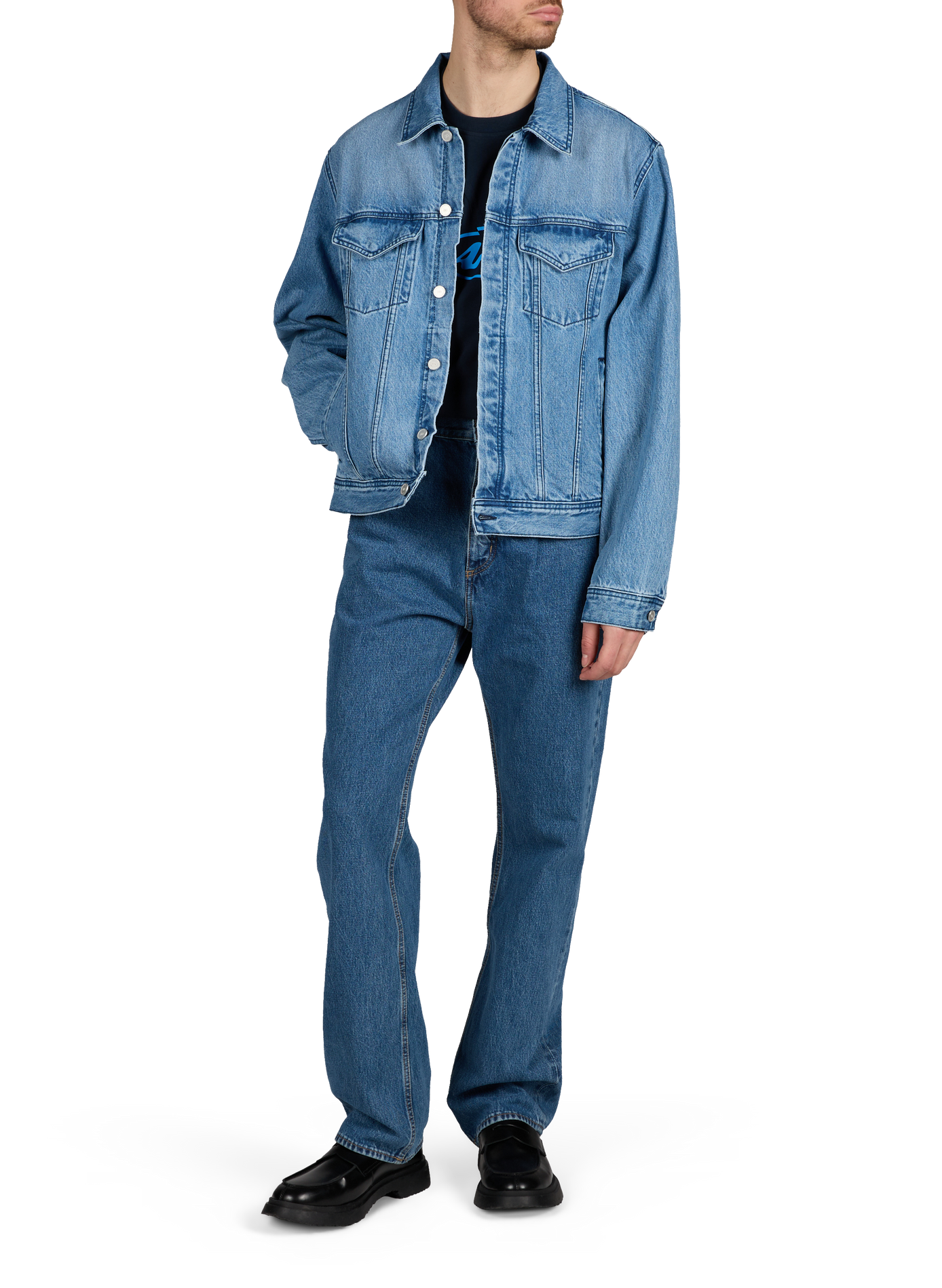 Straight cotton denim jacket with logo ARTE ANTWERP Blue