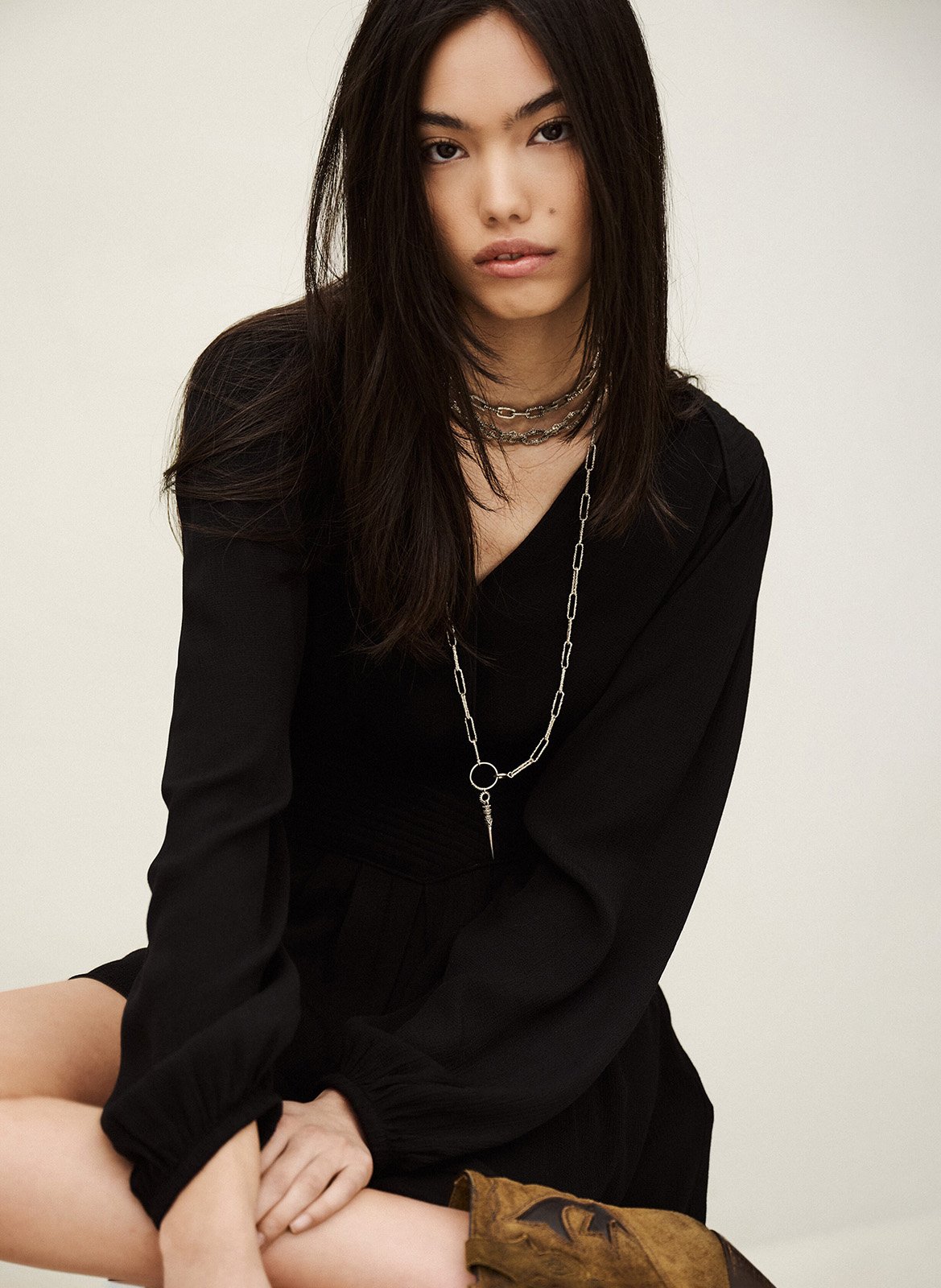 Robe courte col v alana BA&SH Noir