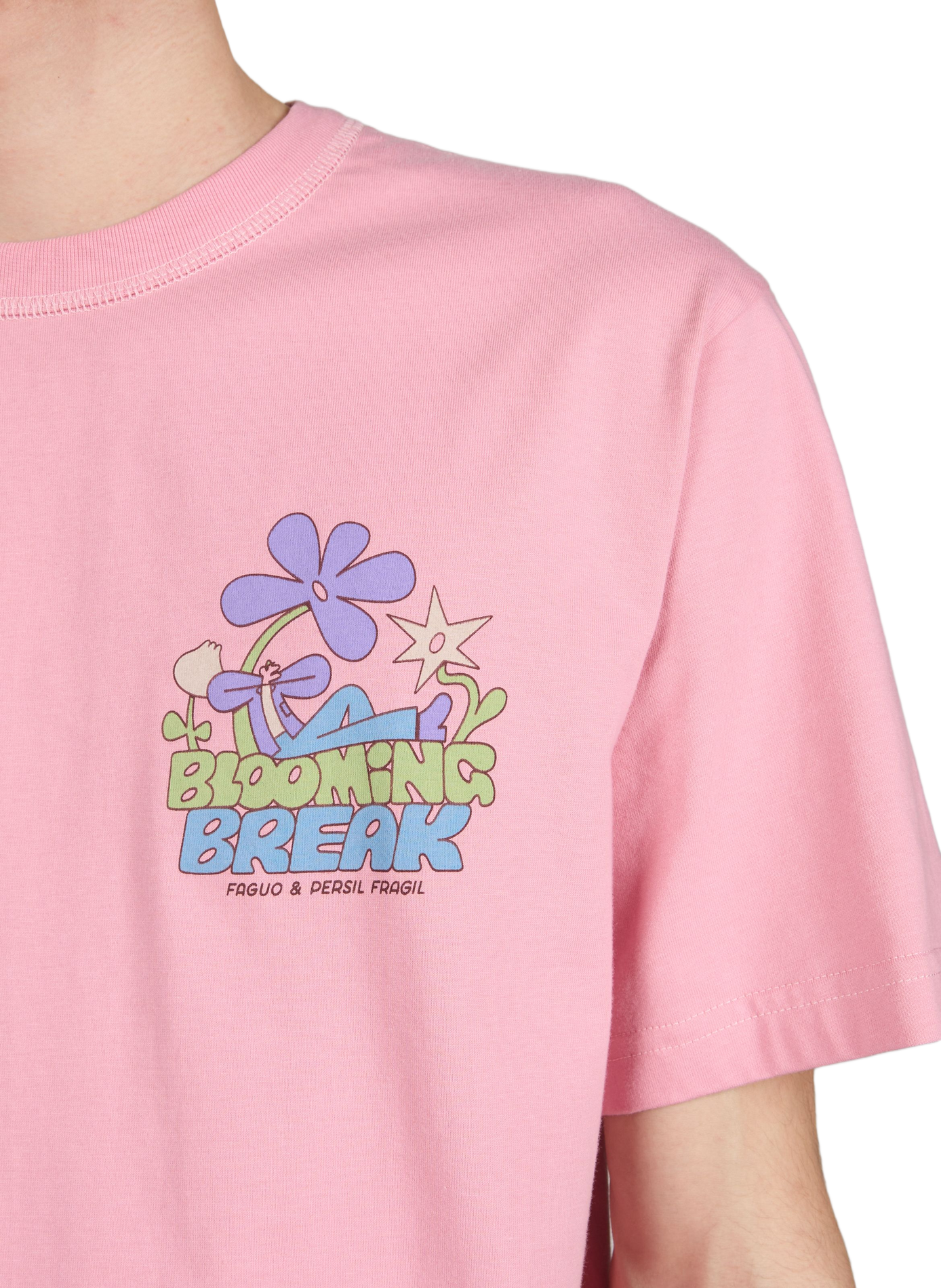 Printed Lugny cotton T-shirt FAGUO Pink