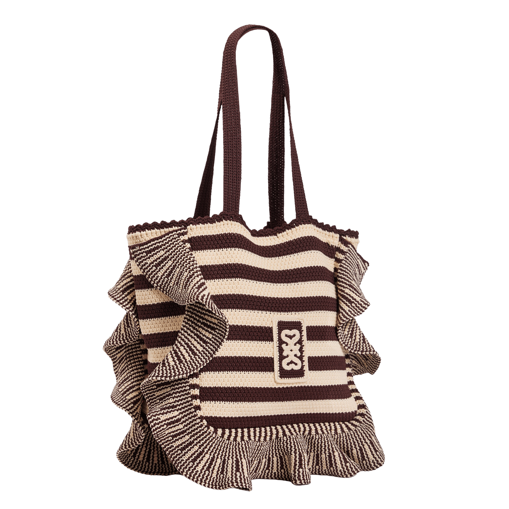 Cabas en maille crochet rayée SANDRO Beige