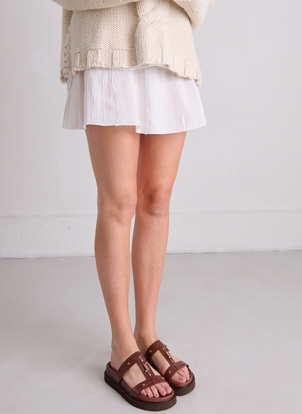 Sandales plates en cuir lisse luana JONAK Marron