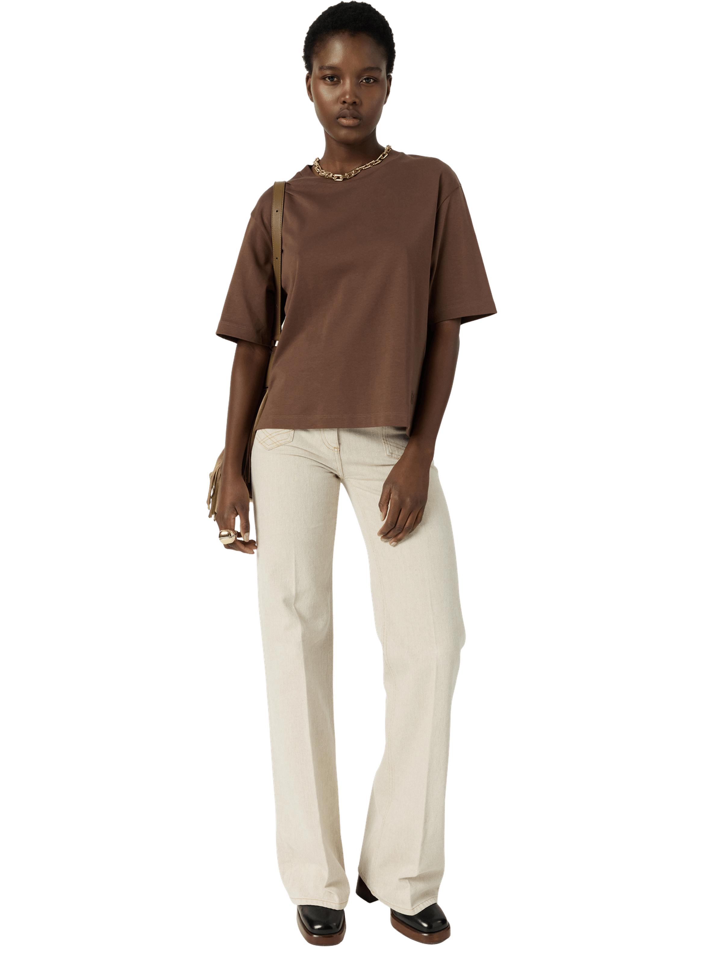 T-shirt uni en coton - mayae GERARD DAREL Marron