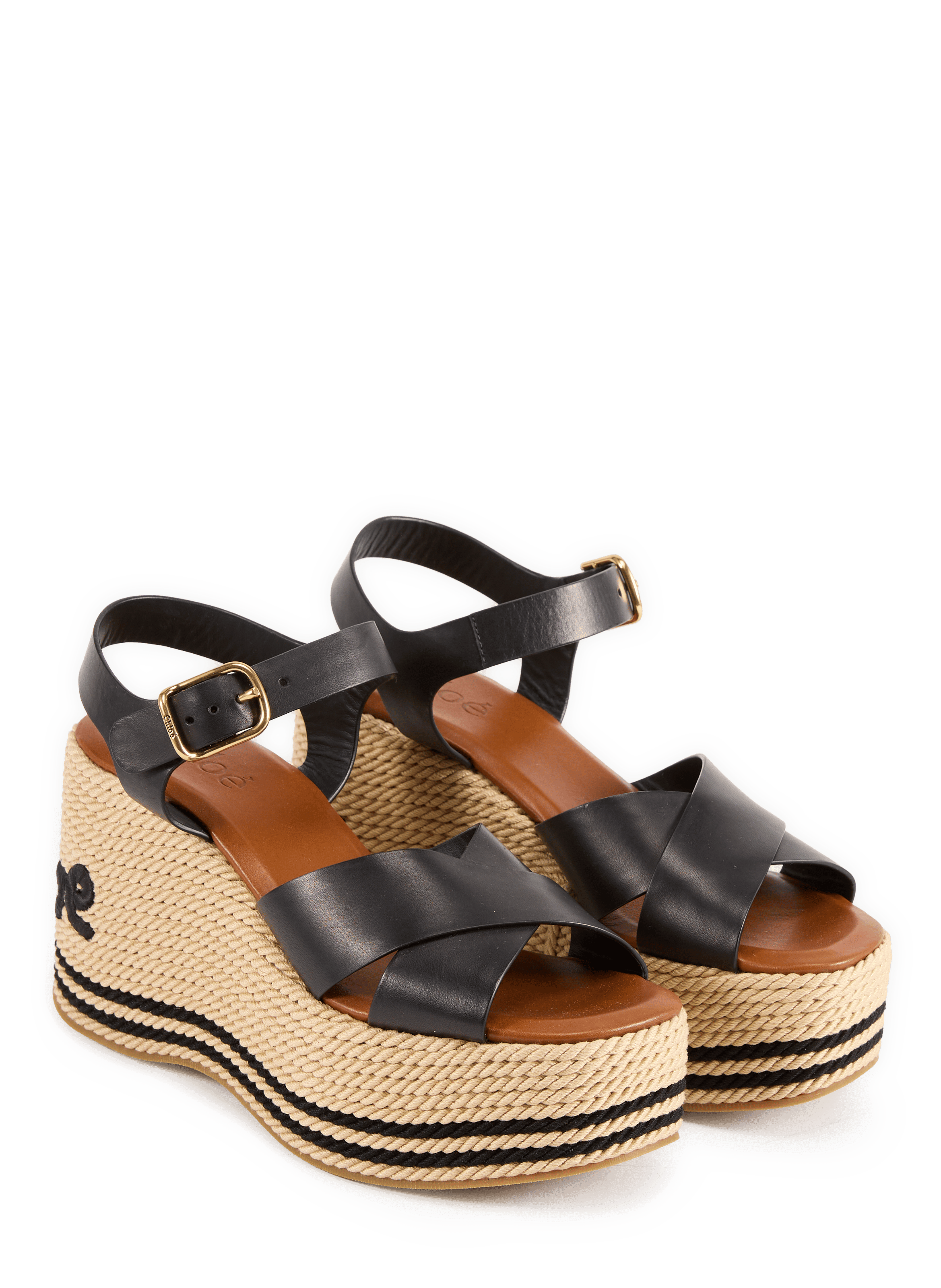 Sandales à talon Chloé Sand en coton et cuir CHLOÉ Noir