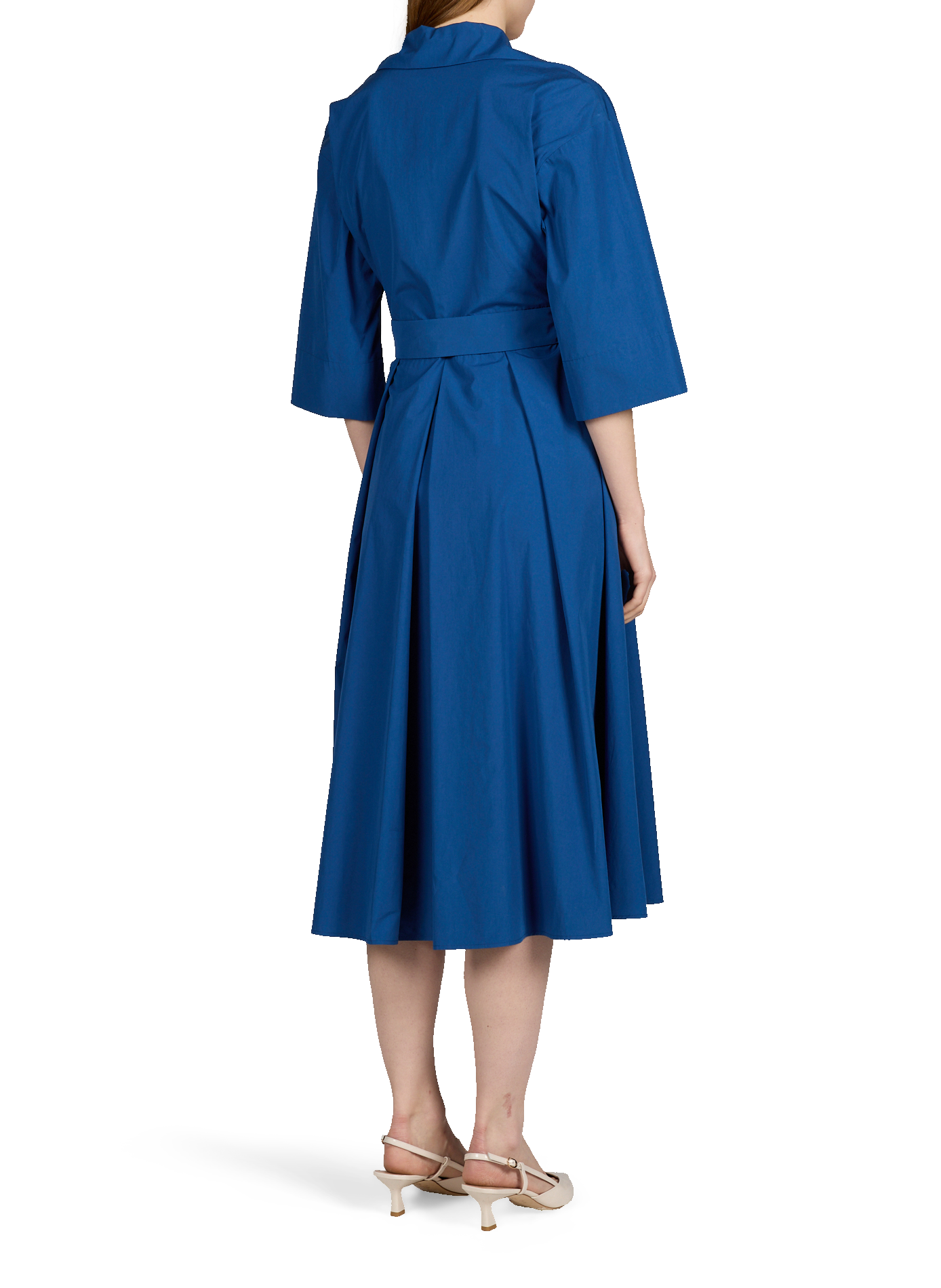 Robe longue évasée en coton MAX MARA WEEK END Bleu