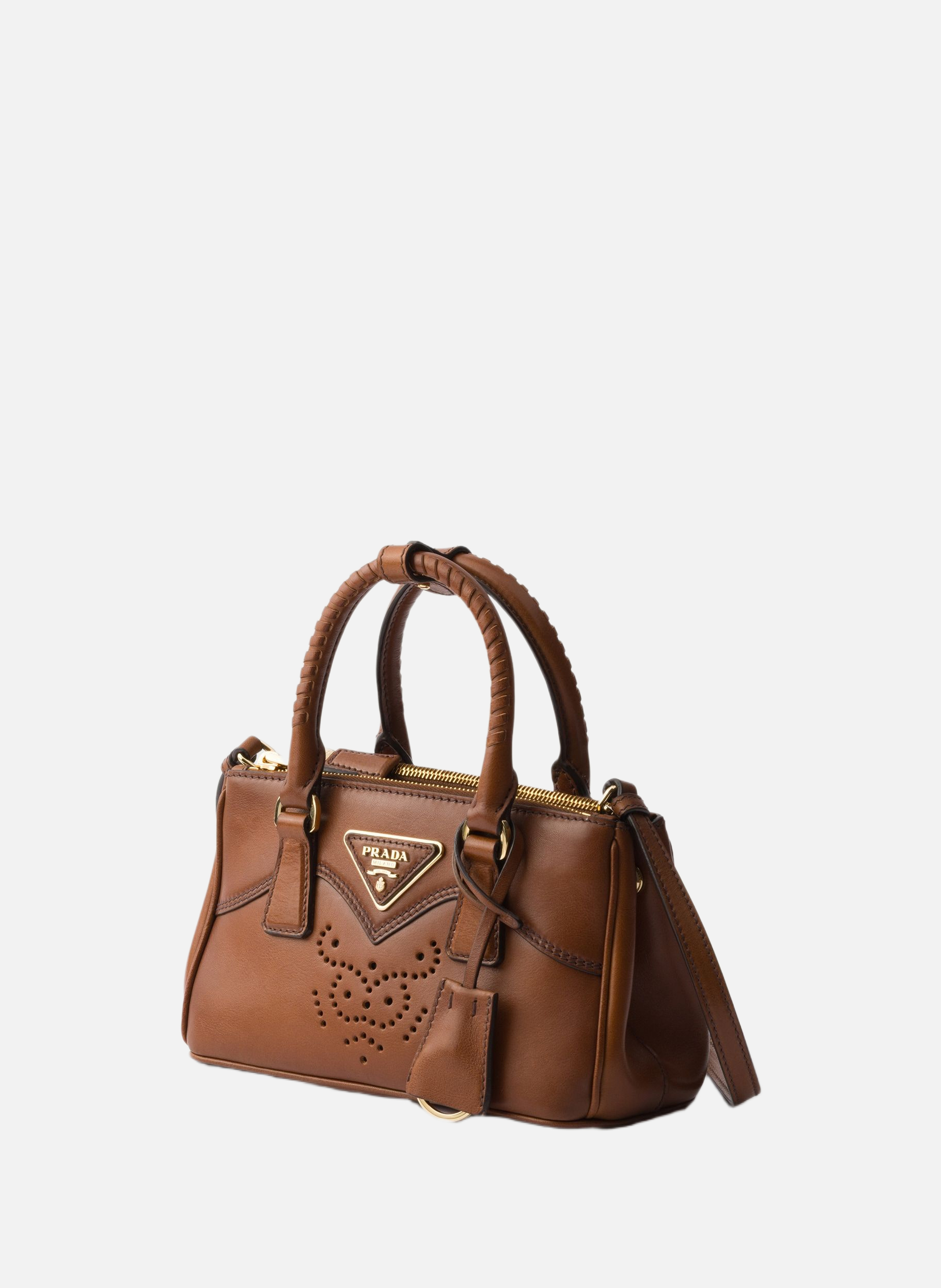 Mini sac prada galleria en cuir PRADA Marron