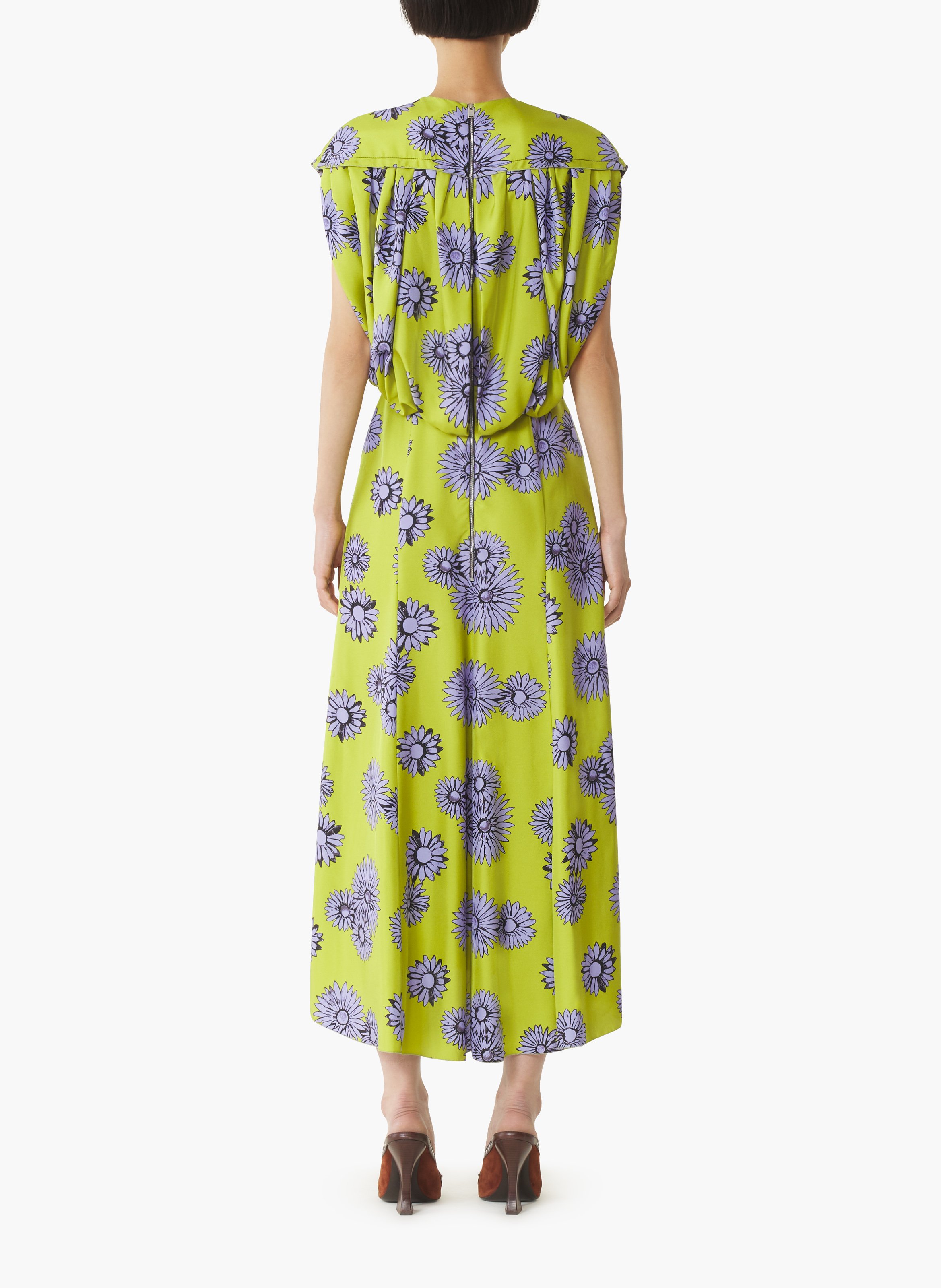 Robe midi en soie imprimée LANVIN Vert