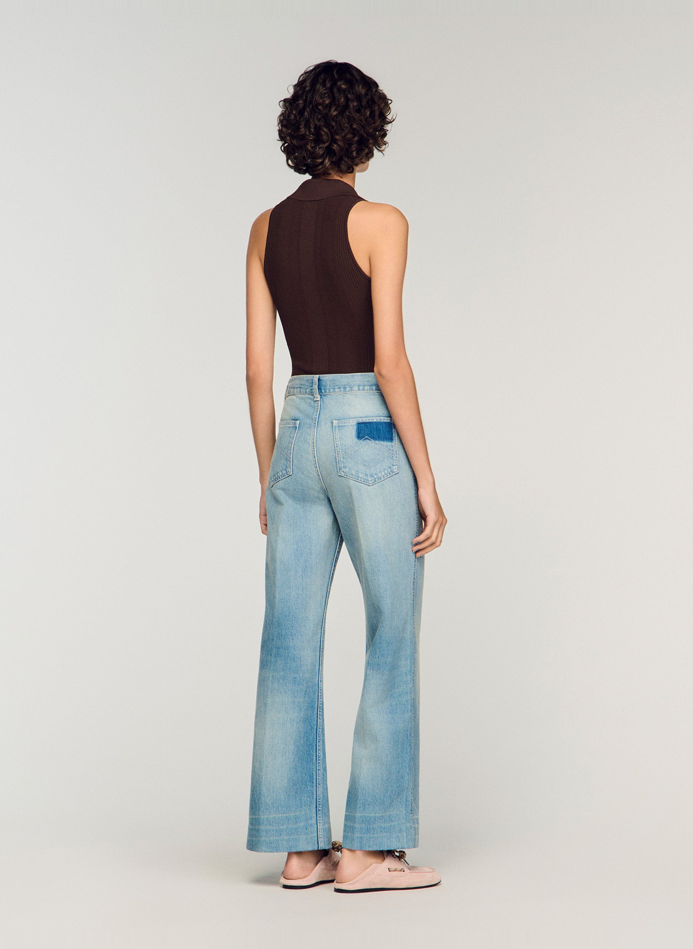 Jean droit en coton SANDRO Bleu