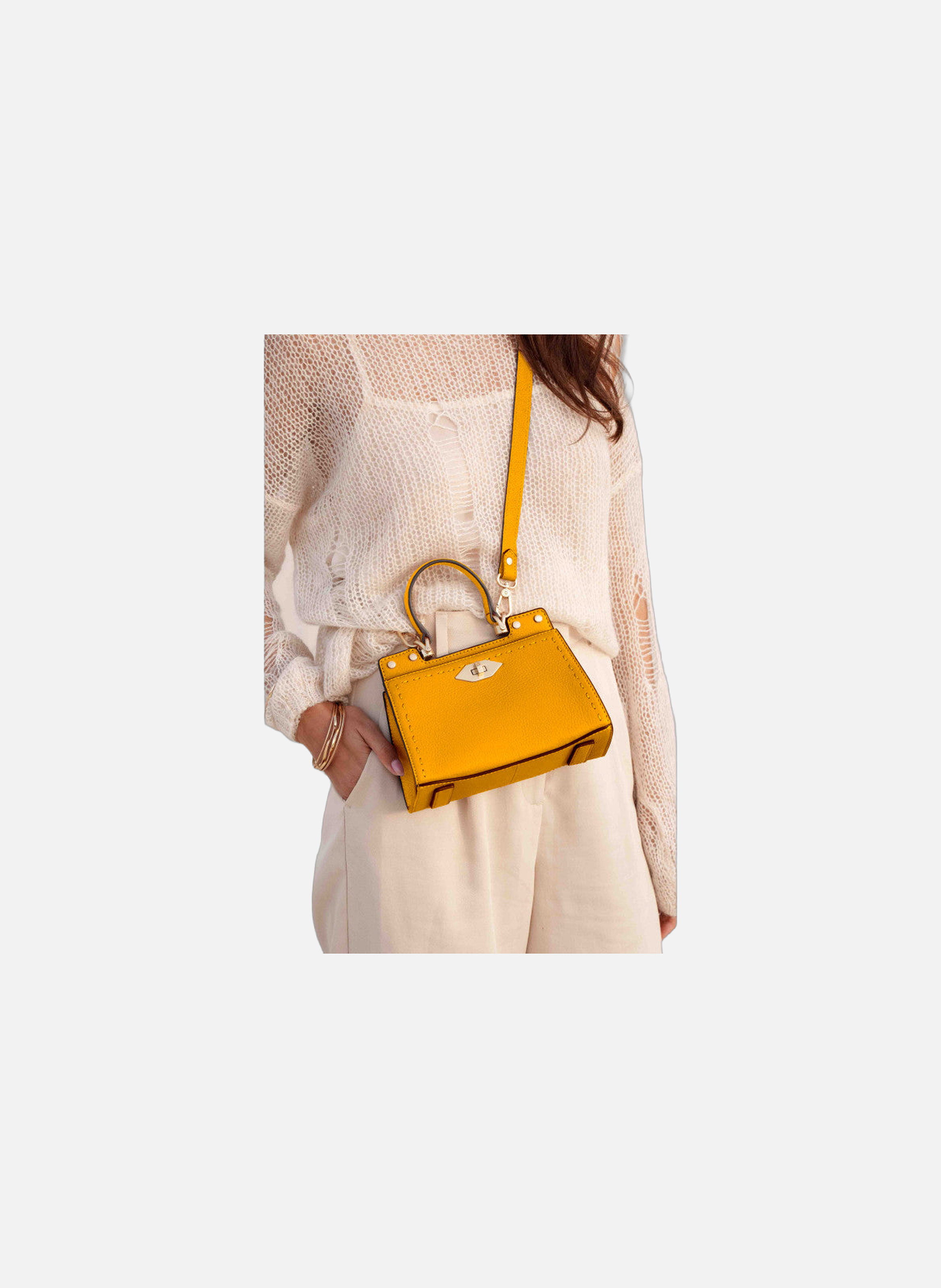 Trianon | sac à main micro en cuir de vachette POURCHET Jaune