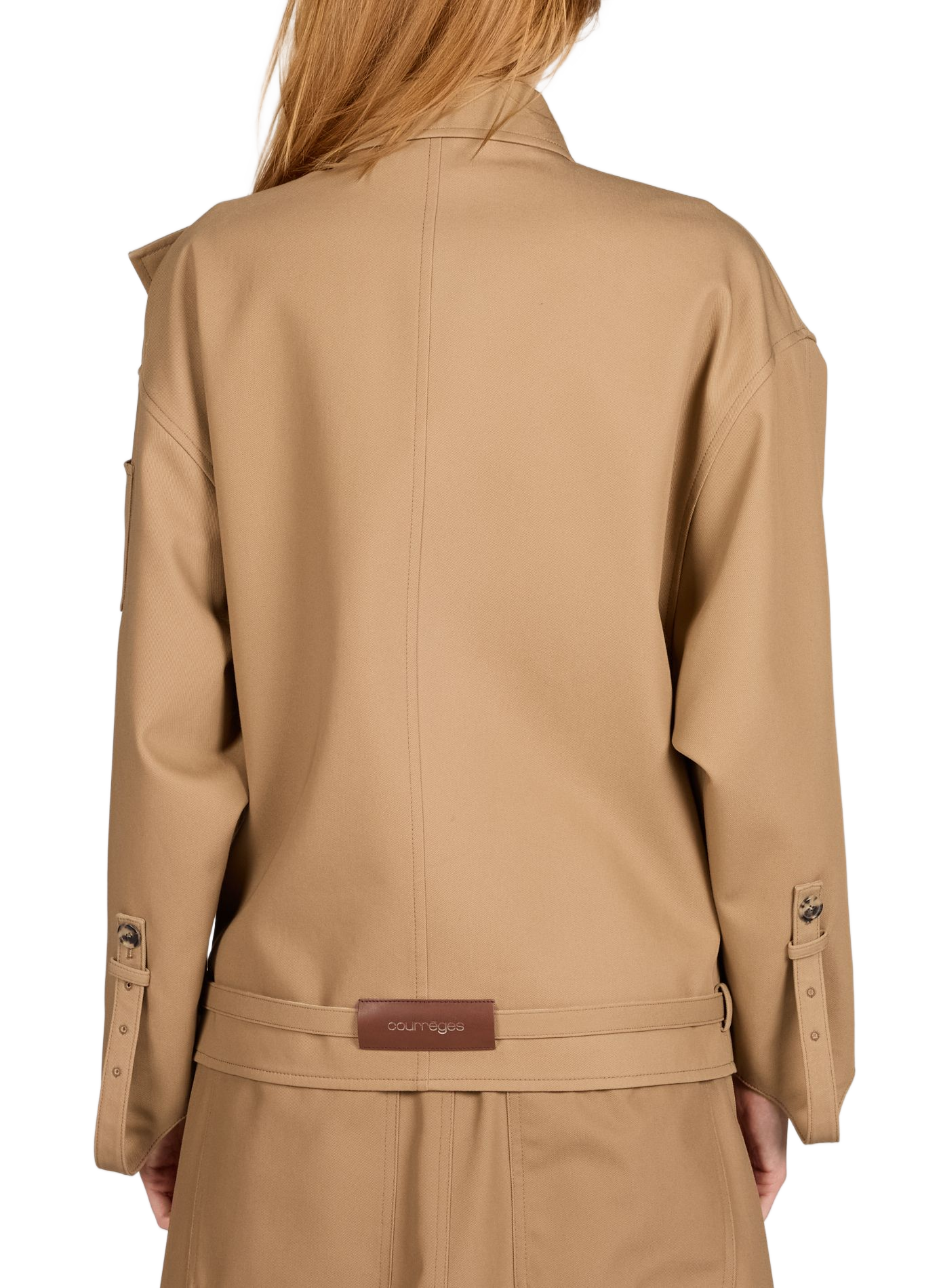 Short cotton oblique trench coat COURRÈGES Beige