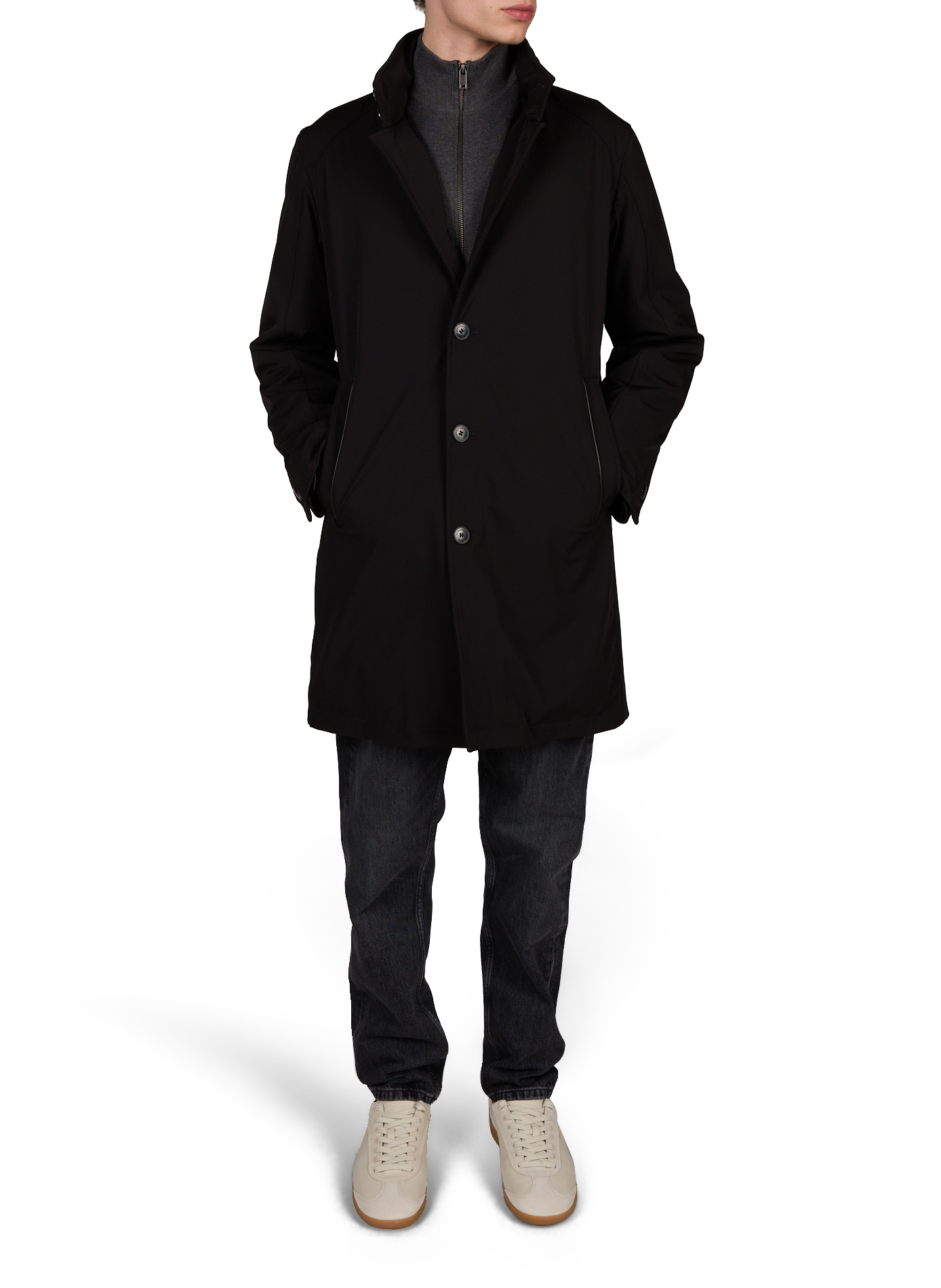 Manteau ajusté à col montant  NORWEGIAN WOOL Noir