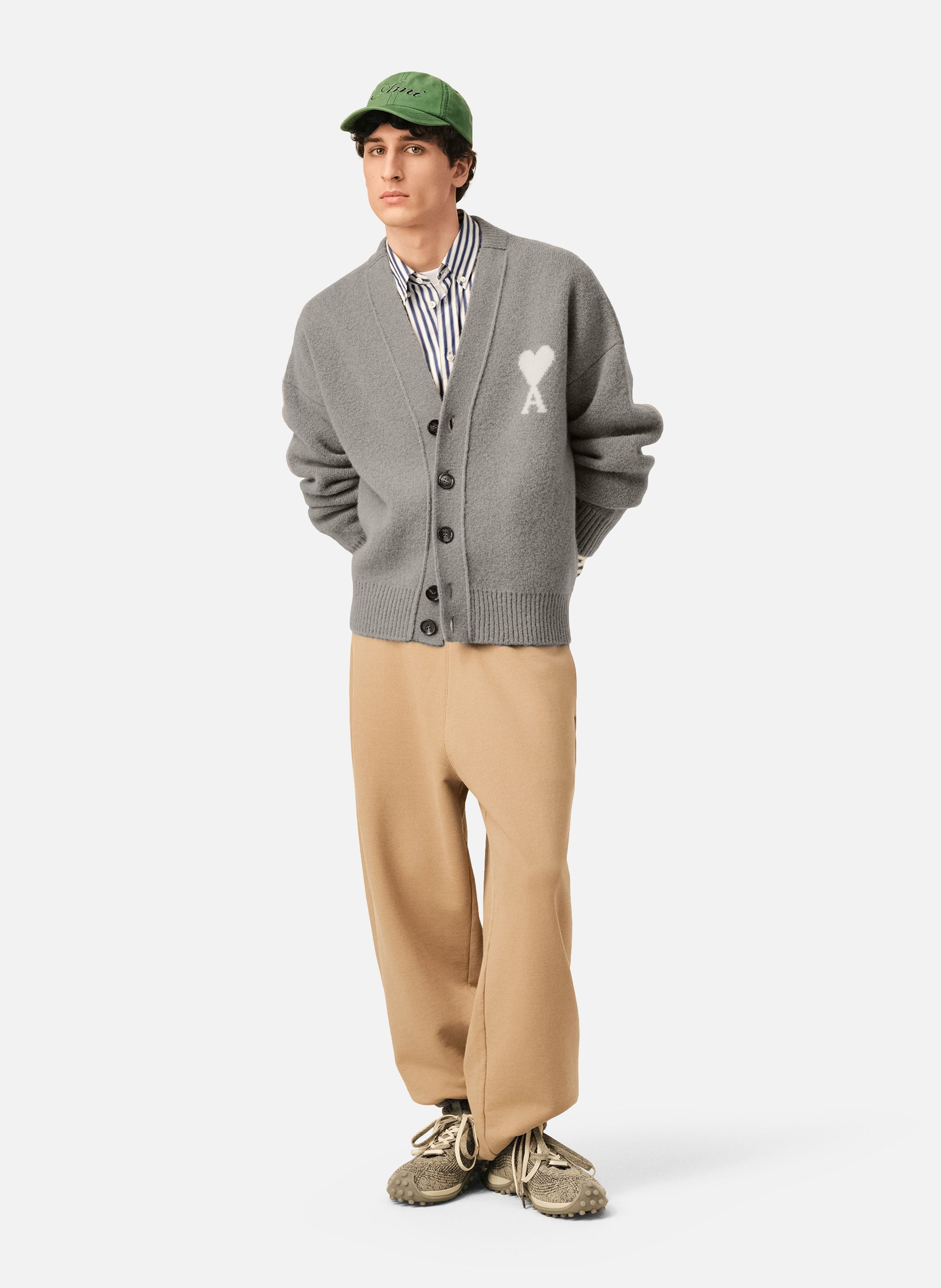 Cardigan unisexe en alpaga ami de coeur AMI PARIS Gris