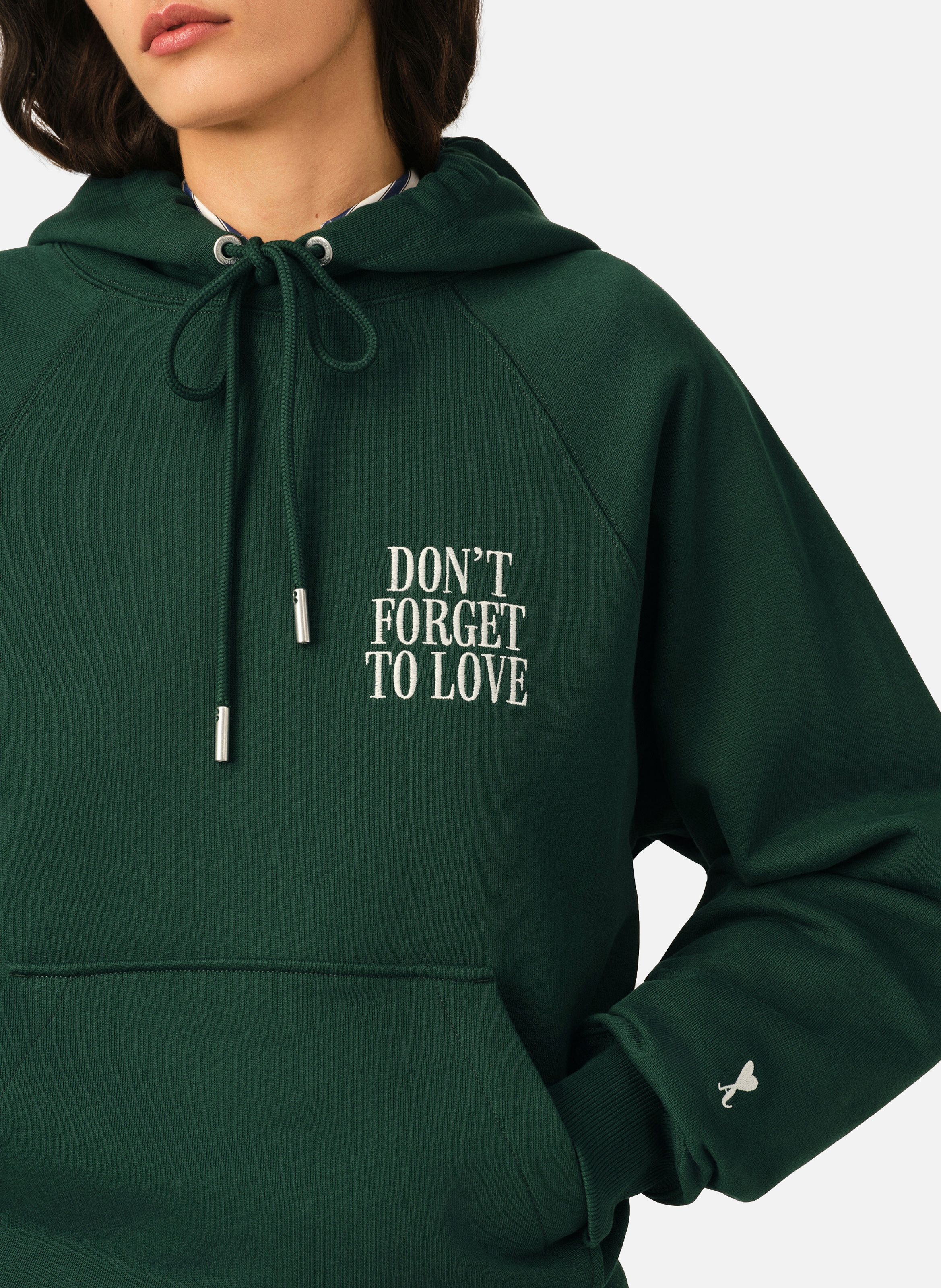 Hoodie unisexe en coton "don't forget to love" AMI PARIS Vert