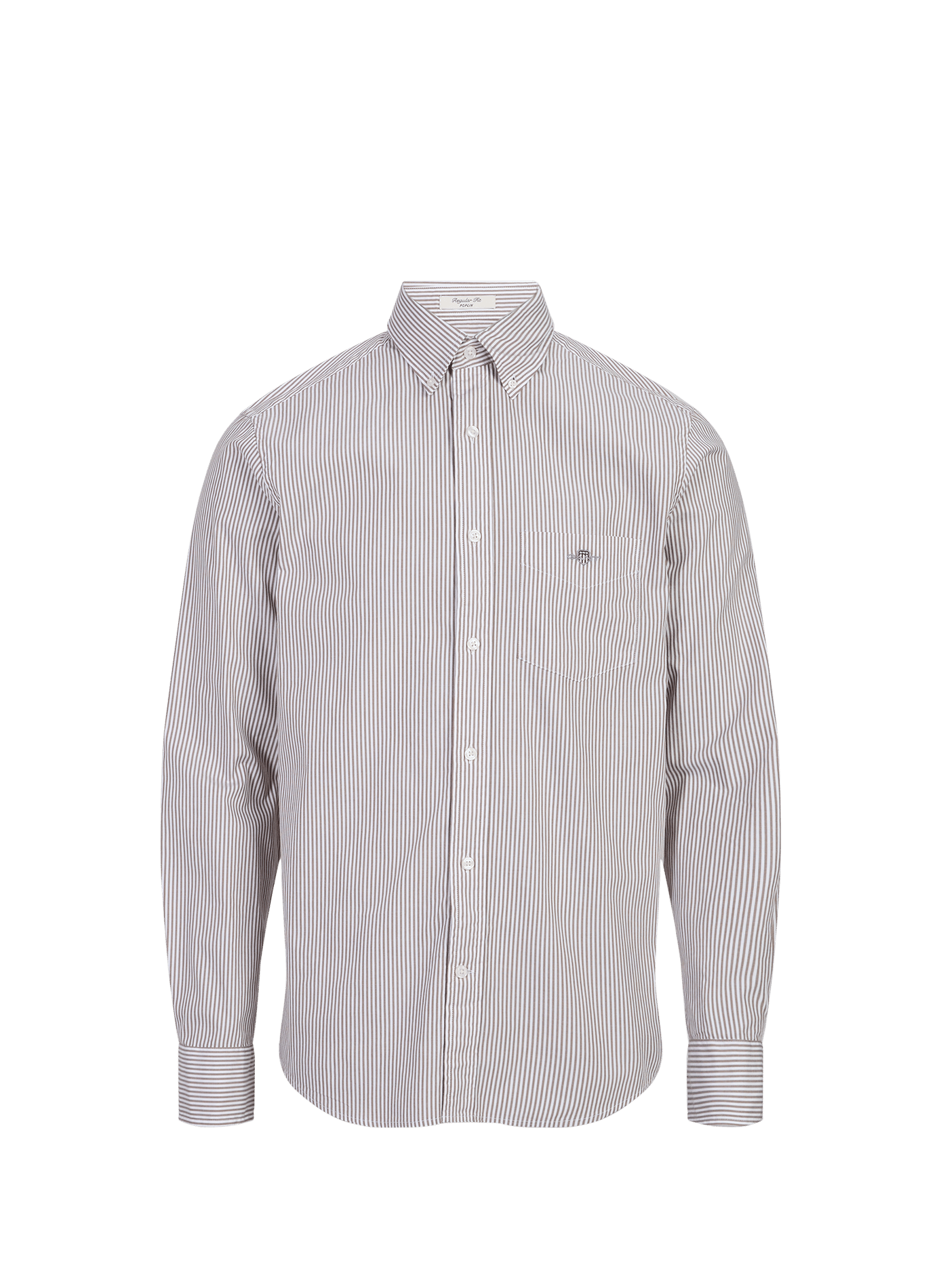 Chemise regular-fit col américain rayée en coton GANT Marron