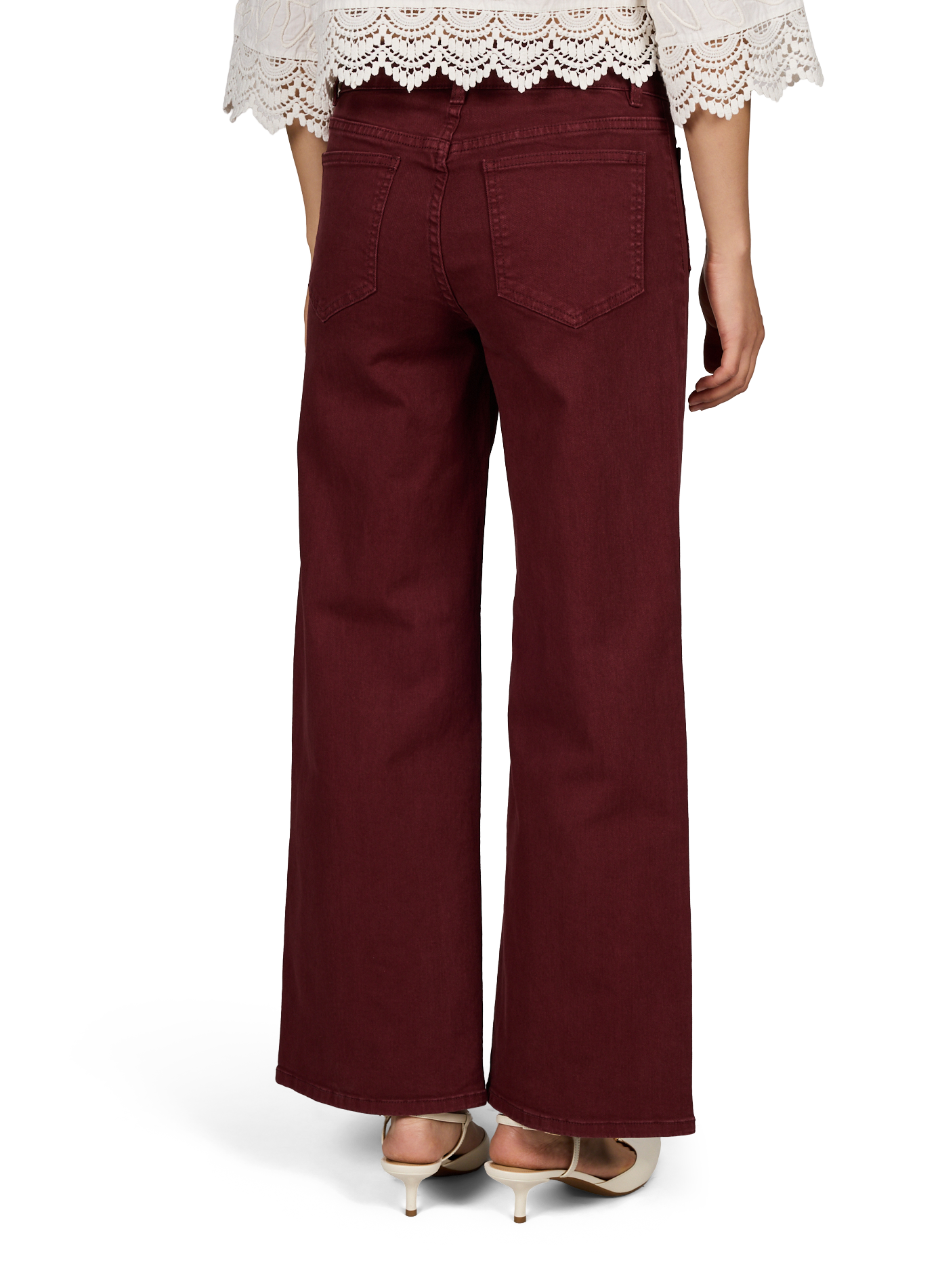 Weite Jeans aus Baumwollmischgewebe VILA Rot