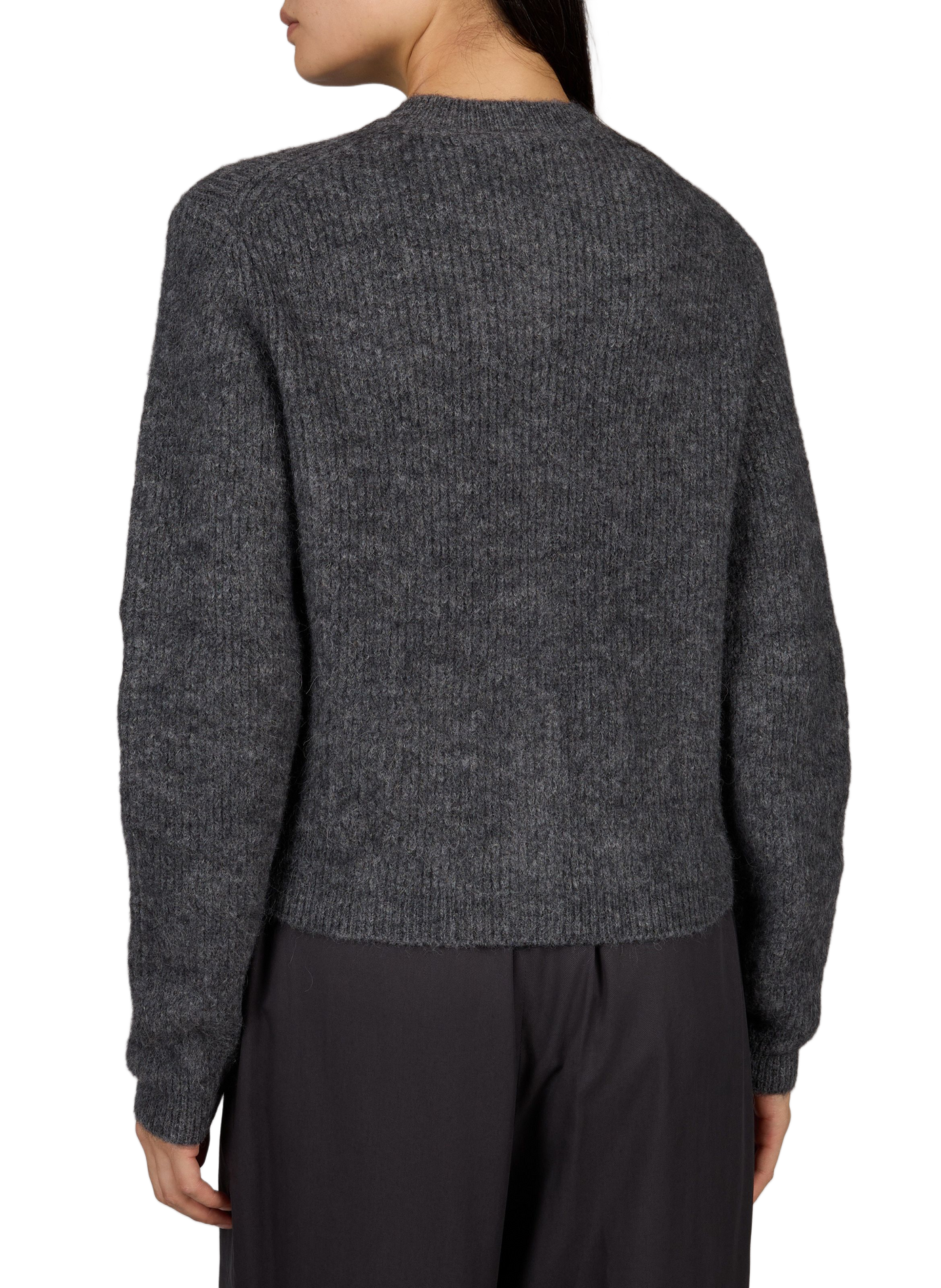 Straight round neck cardigan in blended wool LE 17 SEPTEMBRE Grey