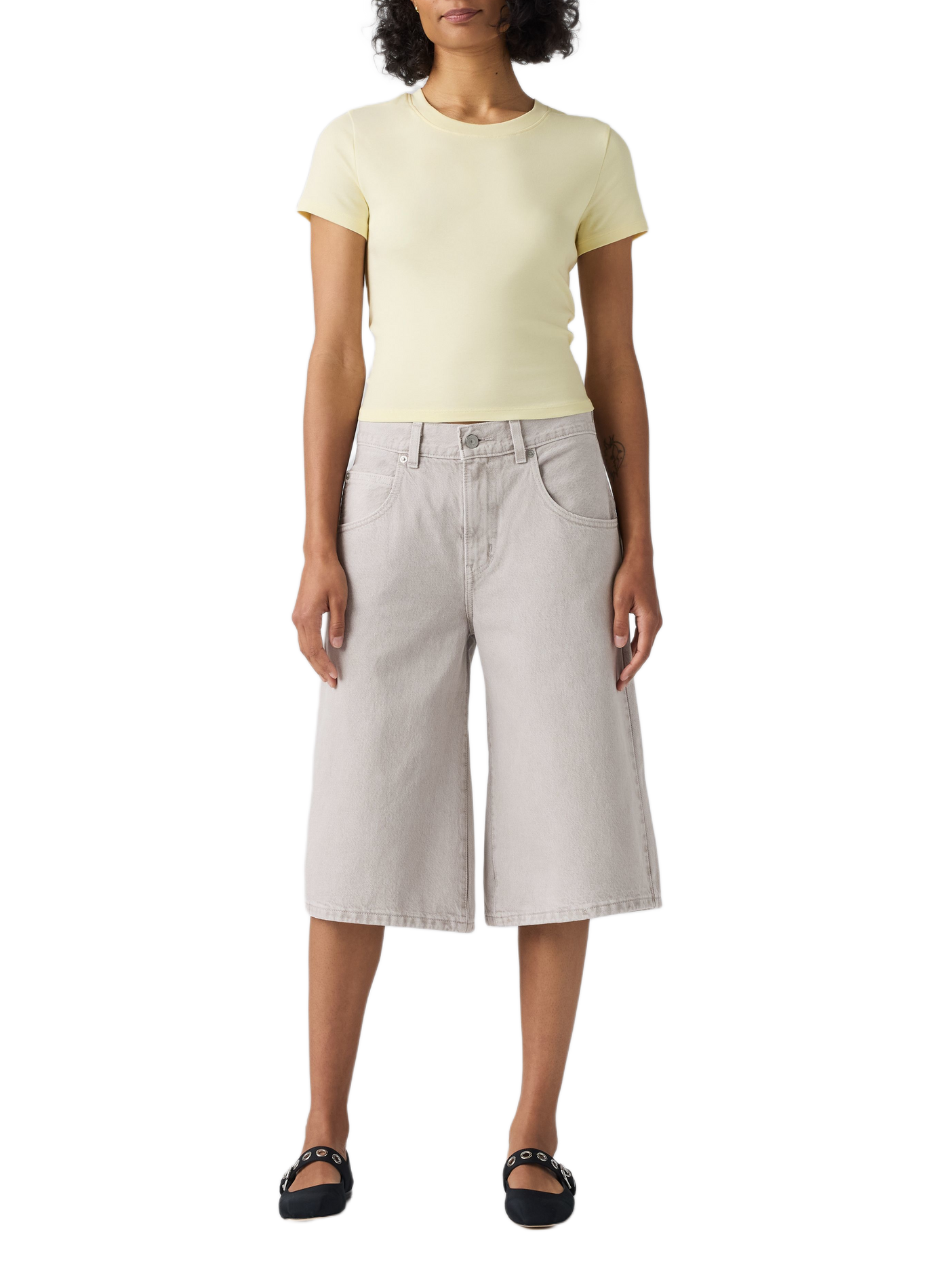 Kurze weite Baumwollhose LEVI'S Grau