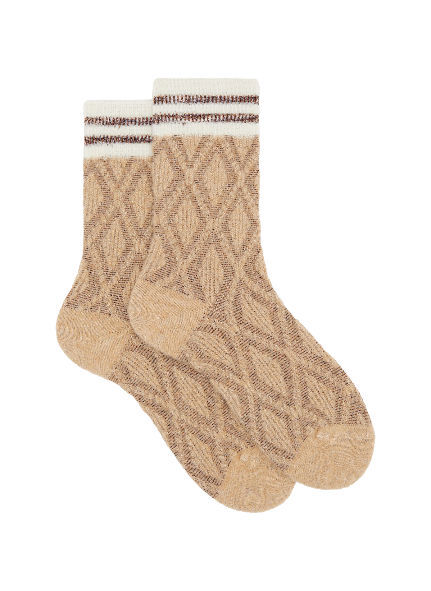 Chaussettes à motif jacquard en laine mélangée DORÉ DORÉ Beige