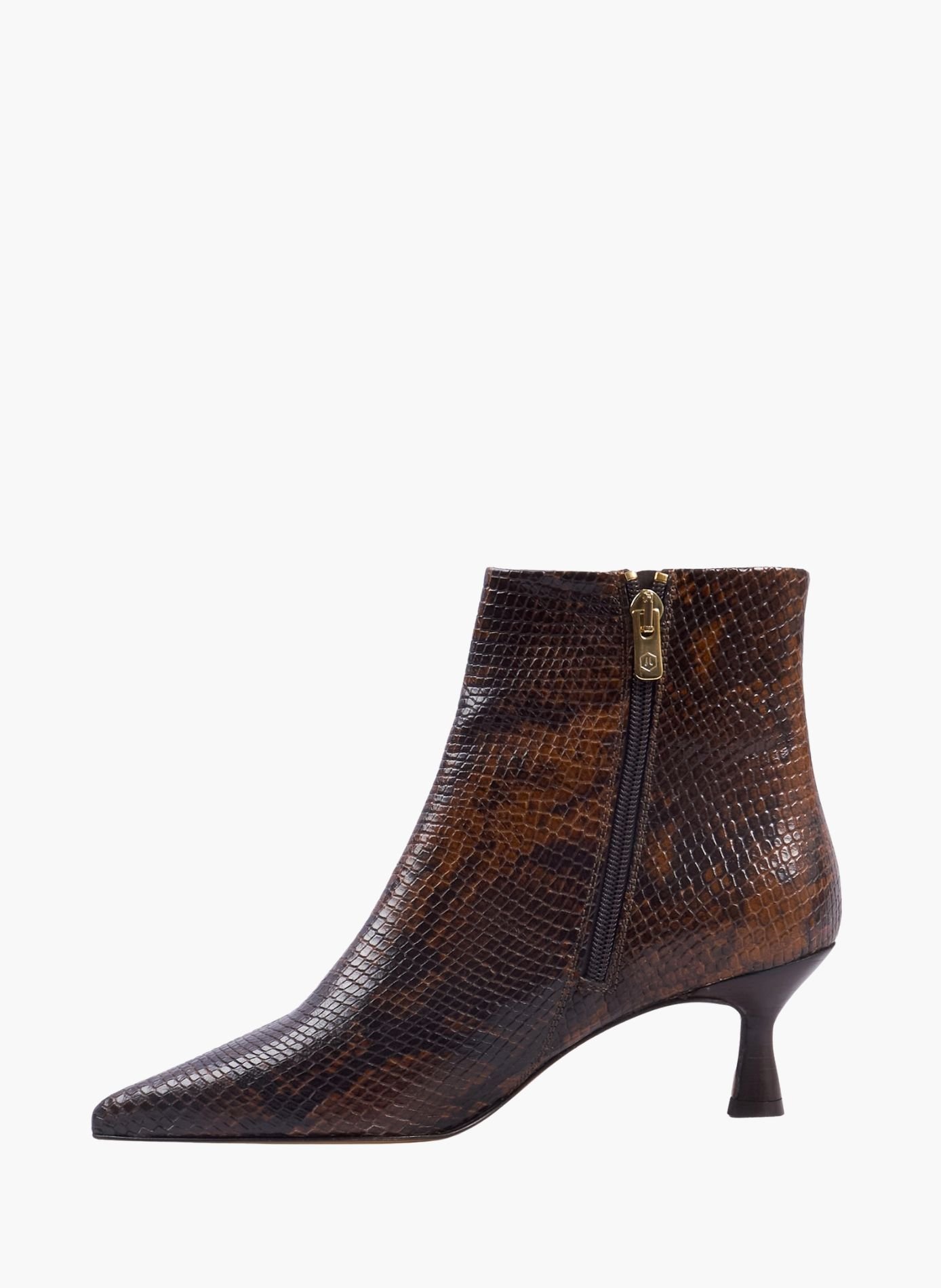 Bottines pointues isaure cuir imprimé JULES & JENN Marron