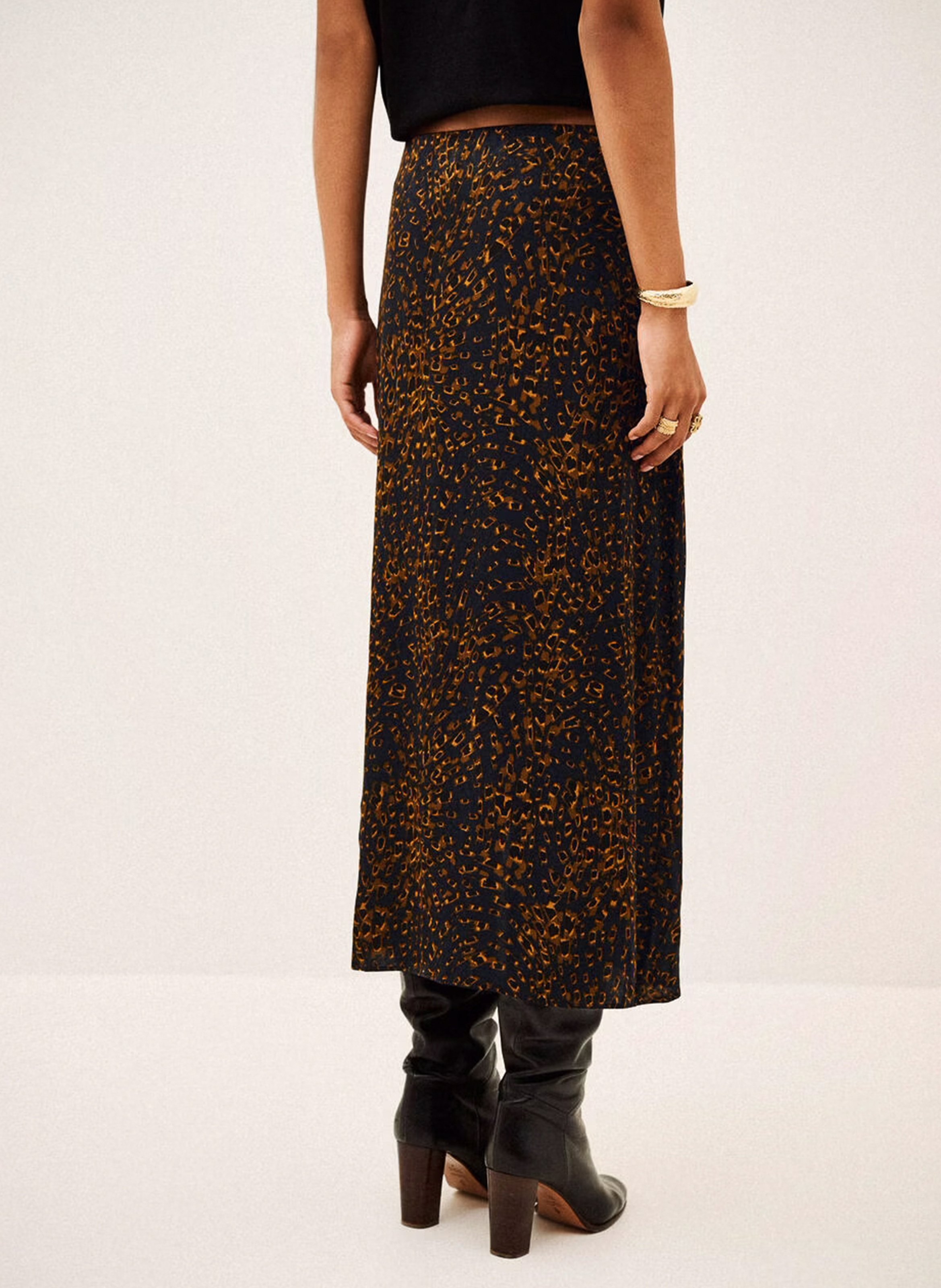 Jupe midi asymétrique à motifs hoema | Bleu BA&SH Femme