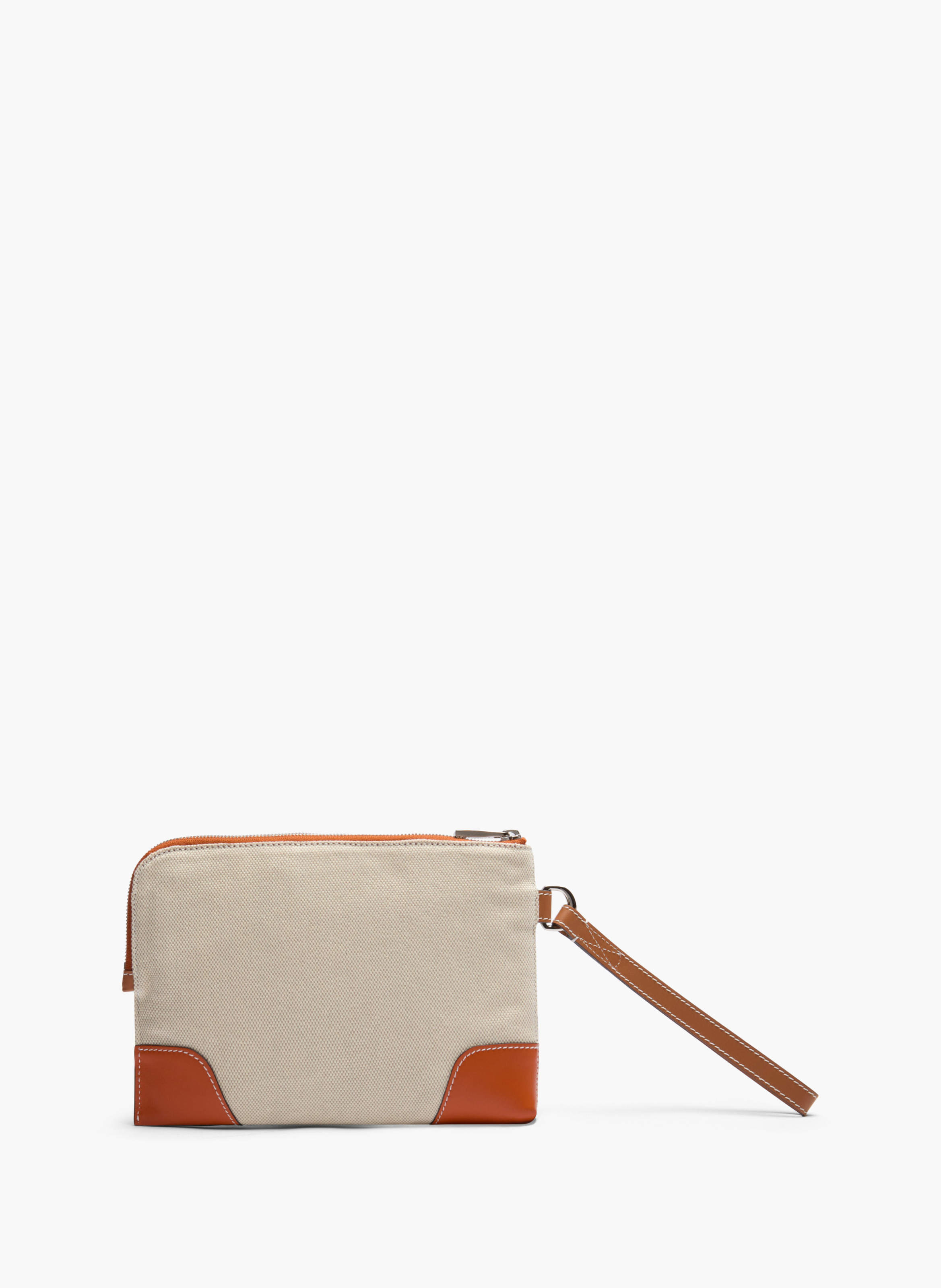 Pochette dragonne zippée lancel x roland garros en coton LANCEL Beige