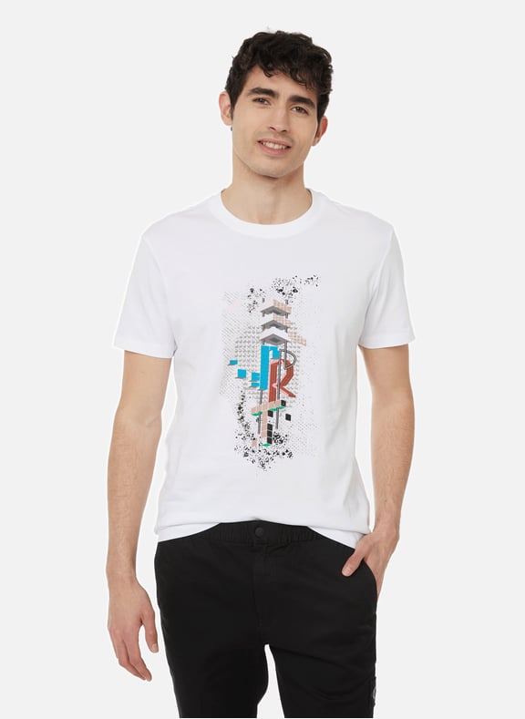 T-shirt slim à imprimé en coton Blanc by ESPRIT ESPRIT T-shirt slim à imprimé en coton Blanc