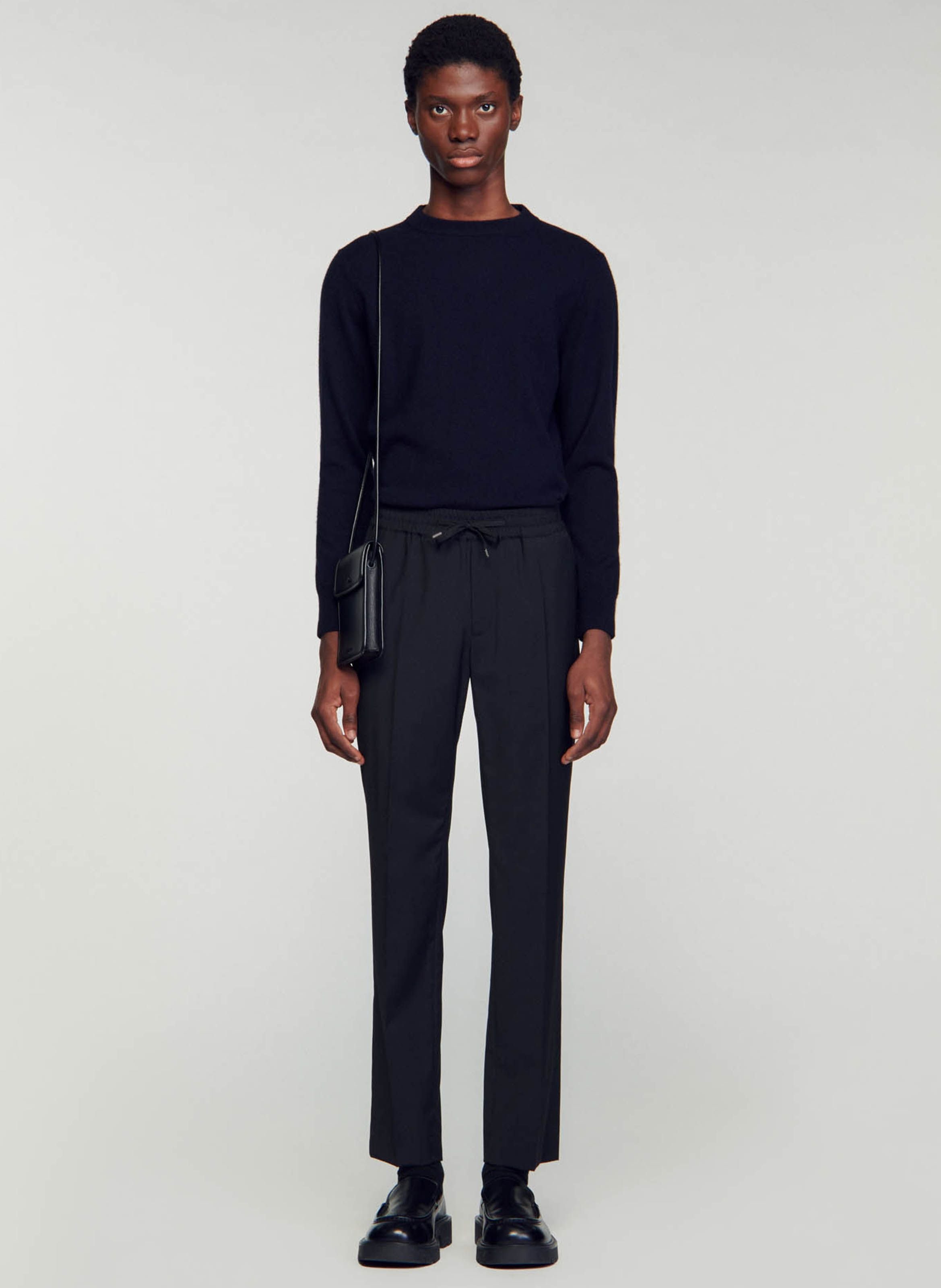 Pantalon droit élastiqué SANDRO Noir
